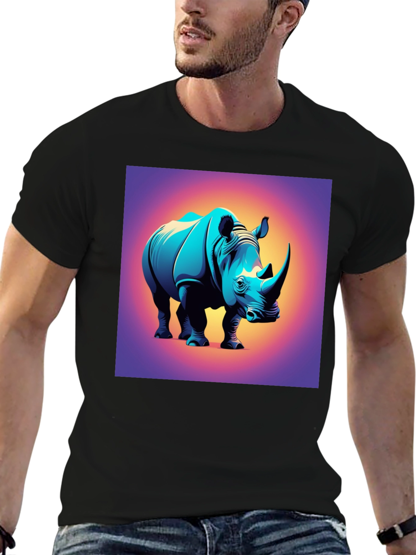 Rhino Graphic Tee - Bold Animal Print T-Shirt