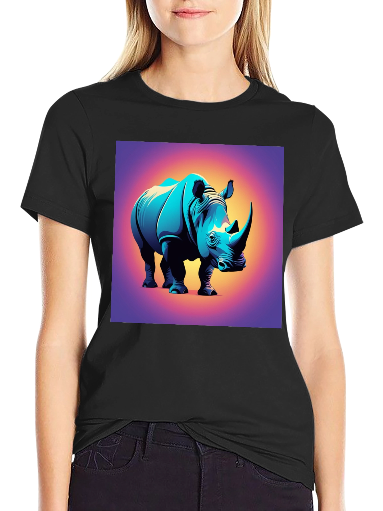Rhino Graphic Tee - Bold Animal Print T-Shirt