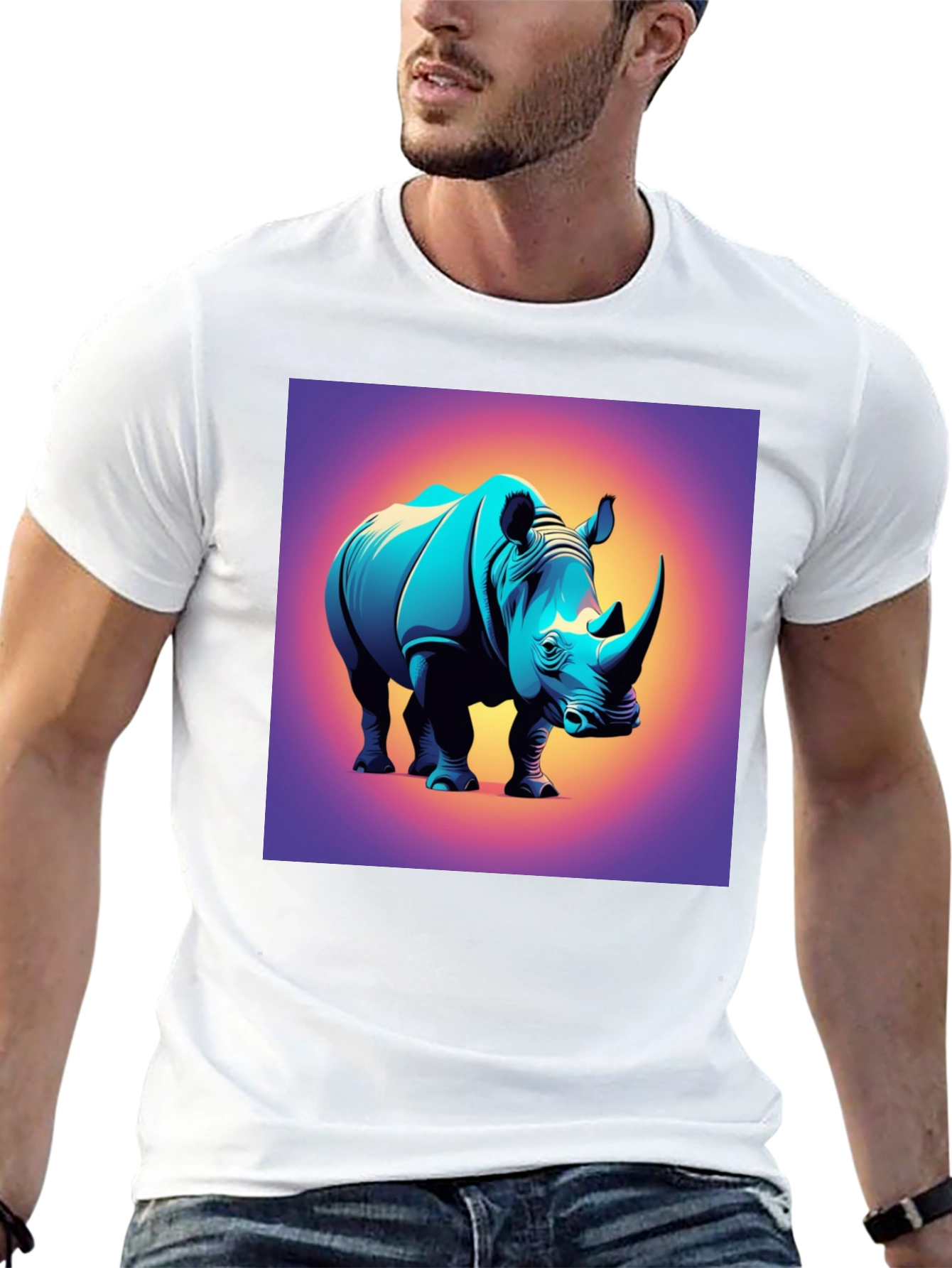 Rhino Graphic Tee - Bold Animal Print T-Shirt