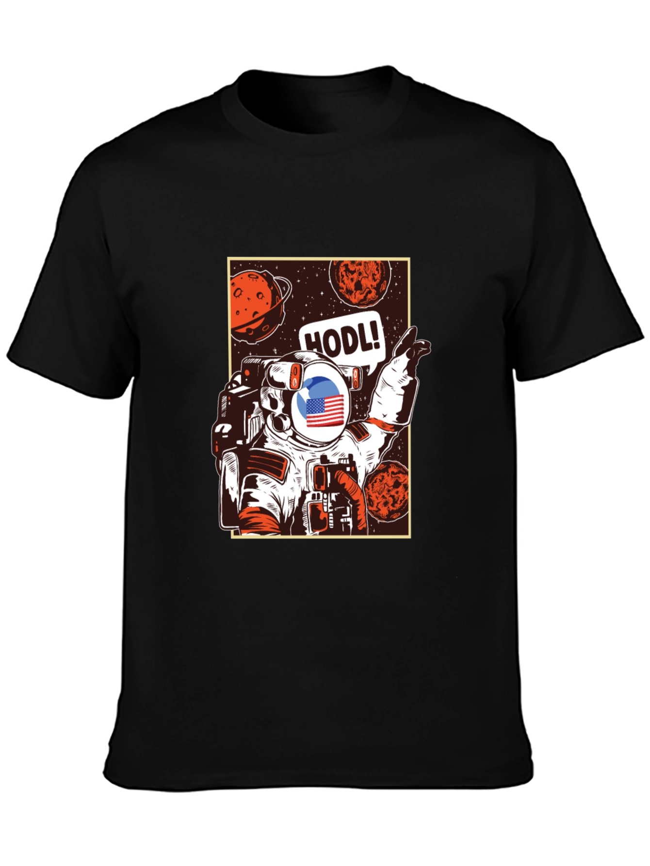 HODL Astronaut Graphic Tee - Black Cotton T-Shirt