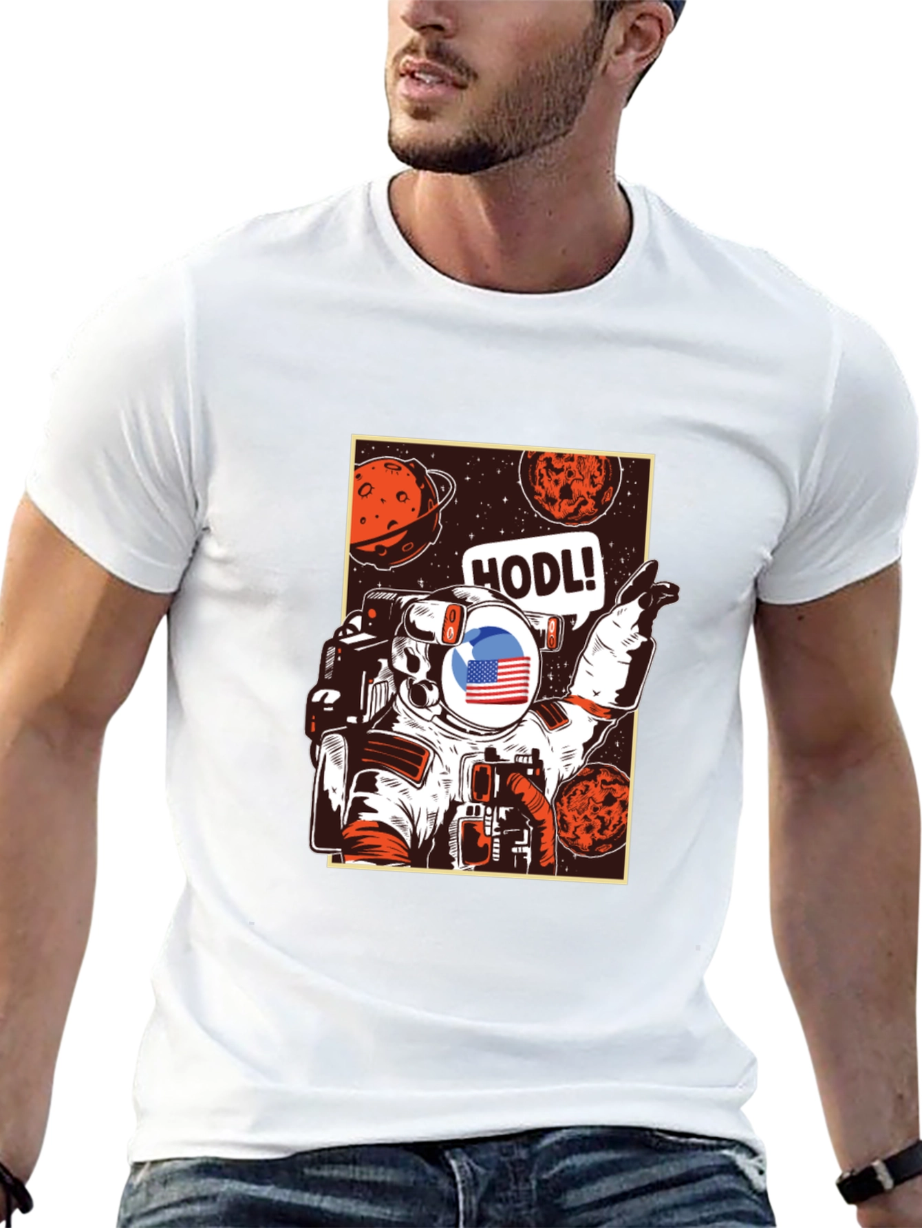 HODL Astronaut Graphic Tee - Black Cotton T-Shirt