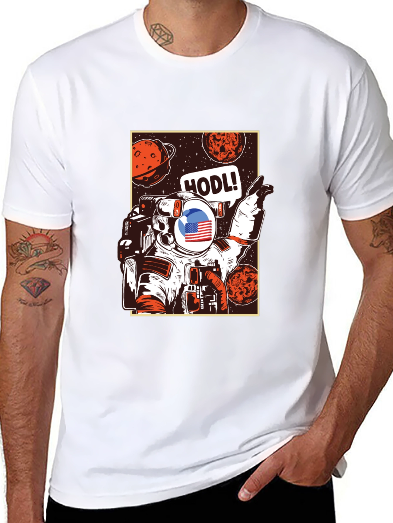 HODL Astronaut Graphic Tee - Black Cotton T-Shirt