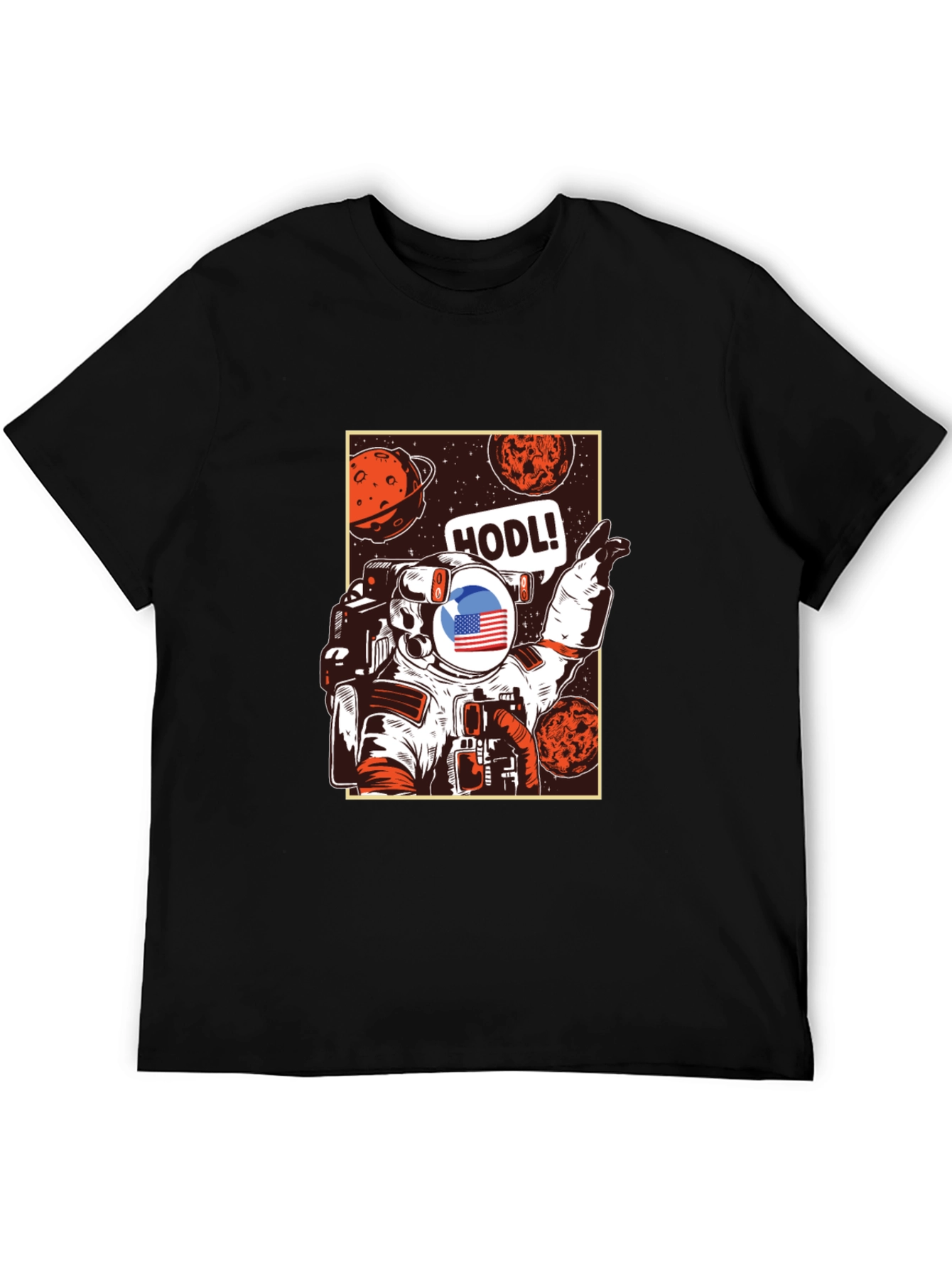 HODL Astronaut Graphic Tee - Black Cotton T-Shirt