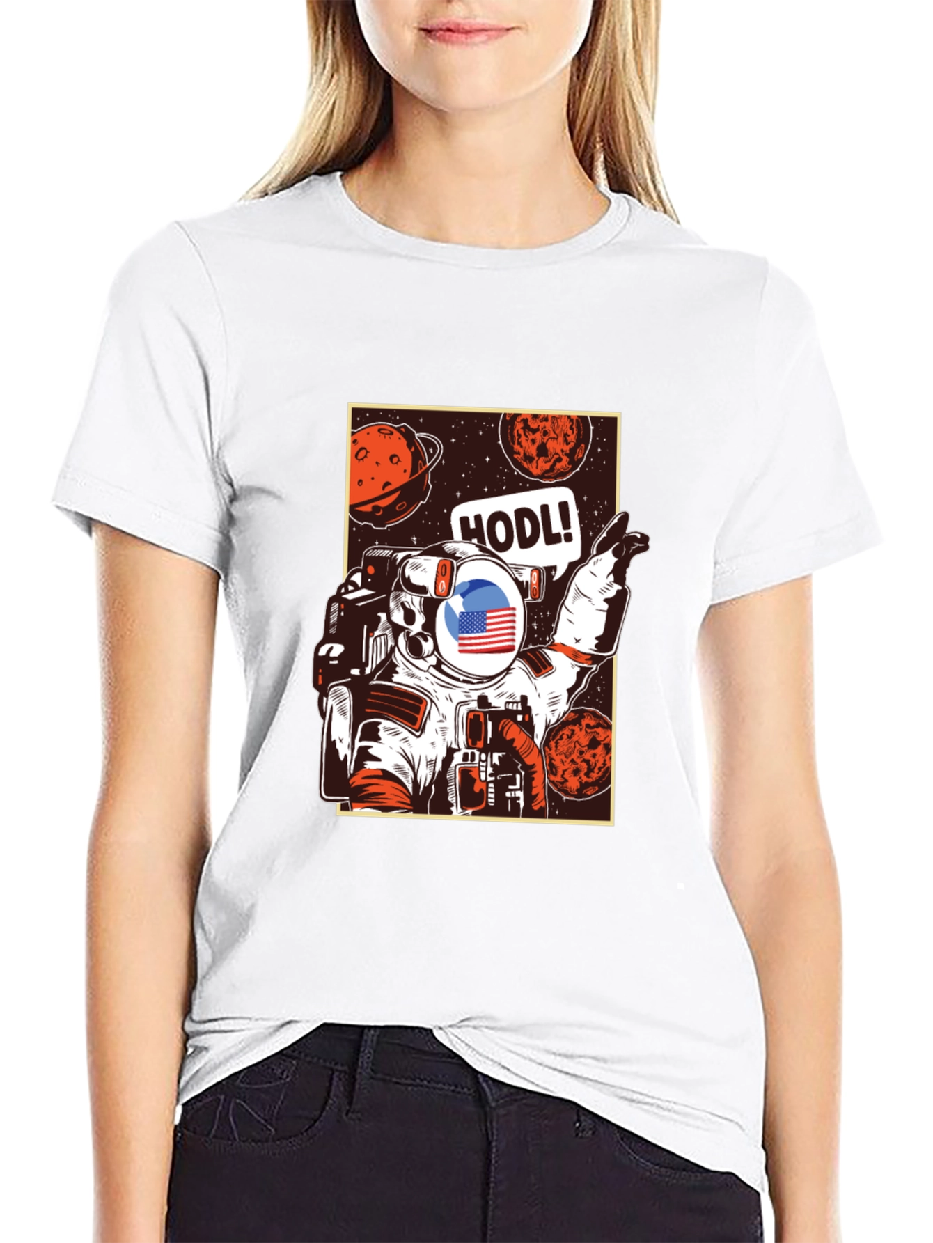 HODL Astronaut Graphic Tee - Black Cotton T-Shirt