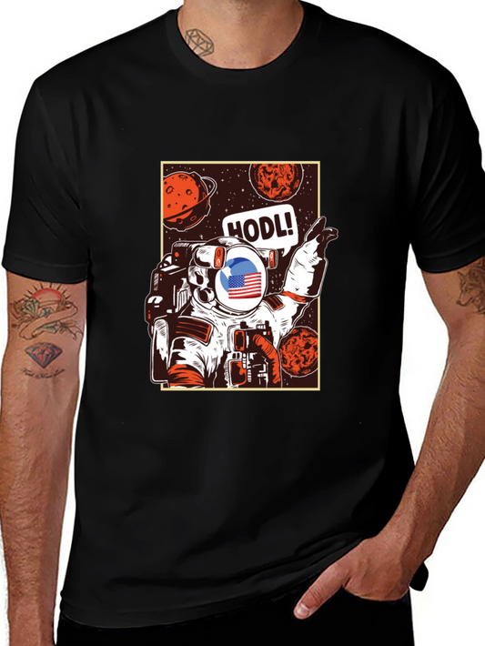 HODL Astronaut Graphic Tee - Black Cotton T-Shirt