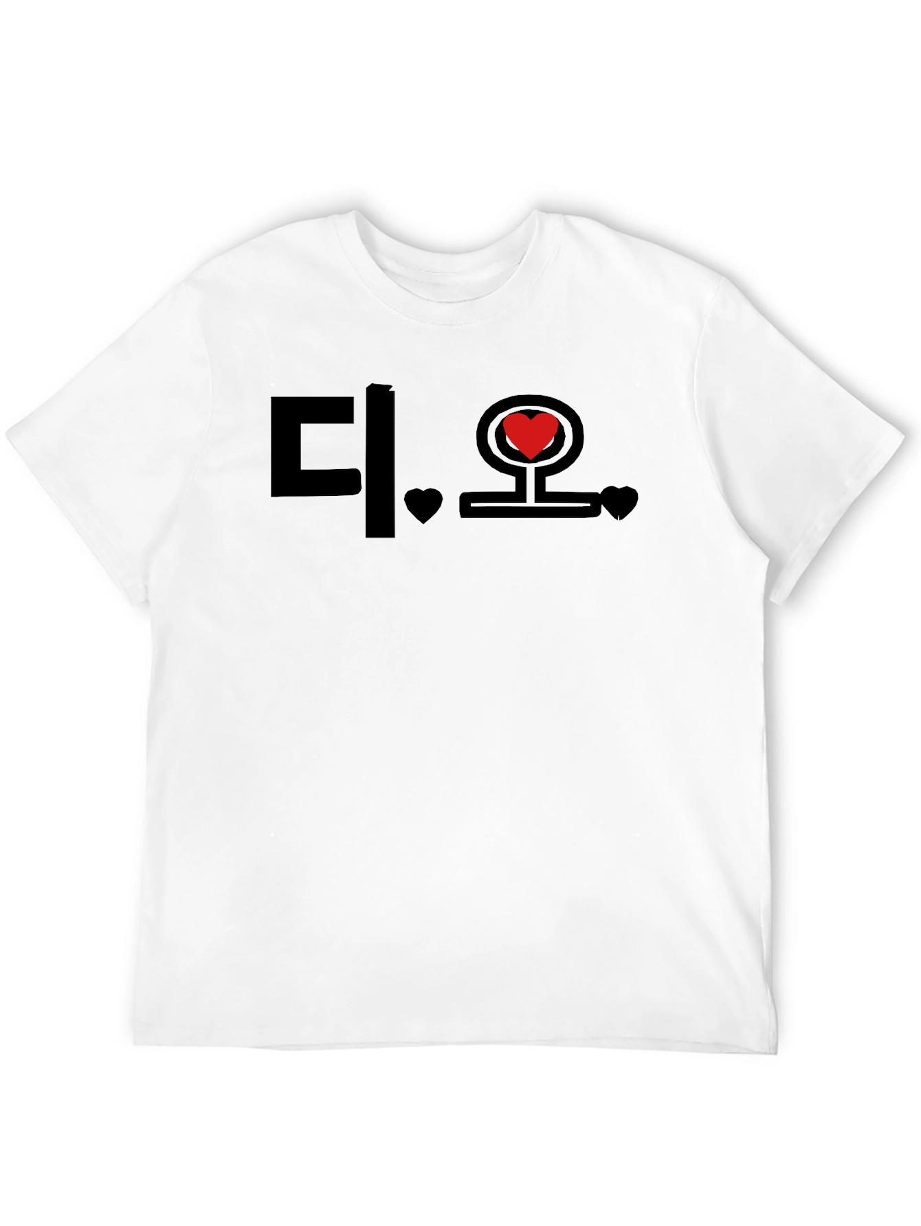 Korean Heart Graphic Black T-Shirt