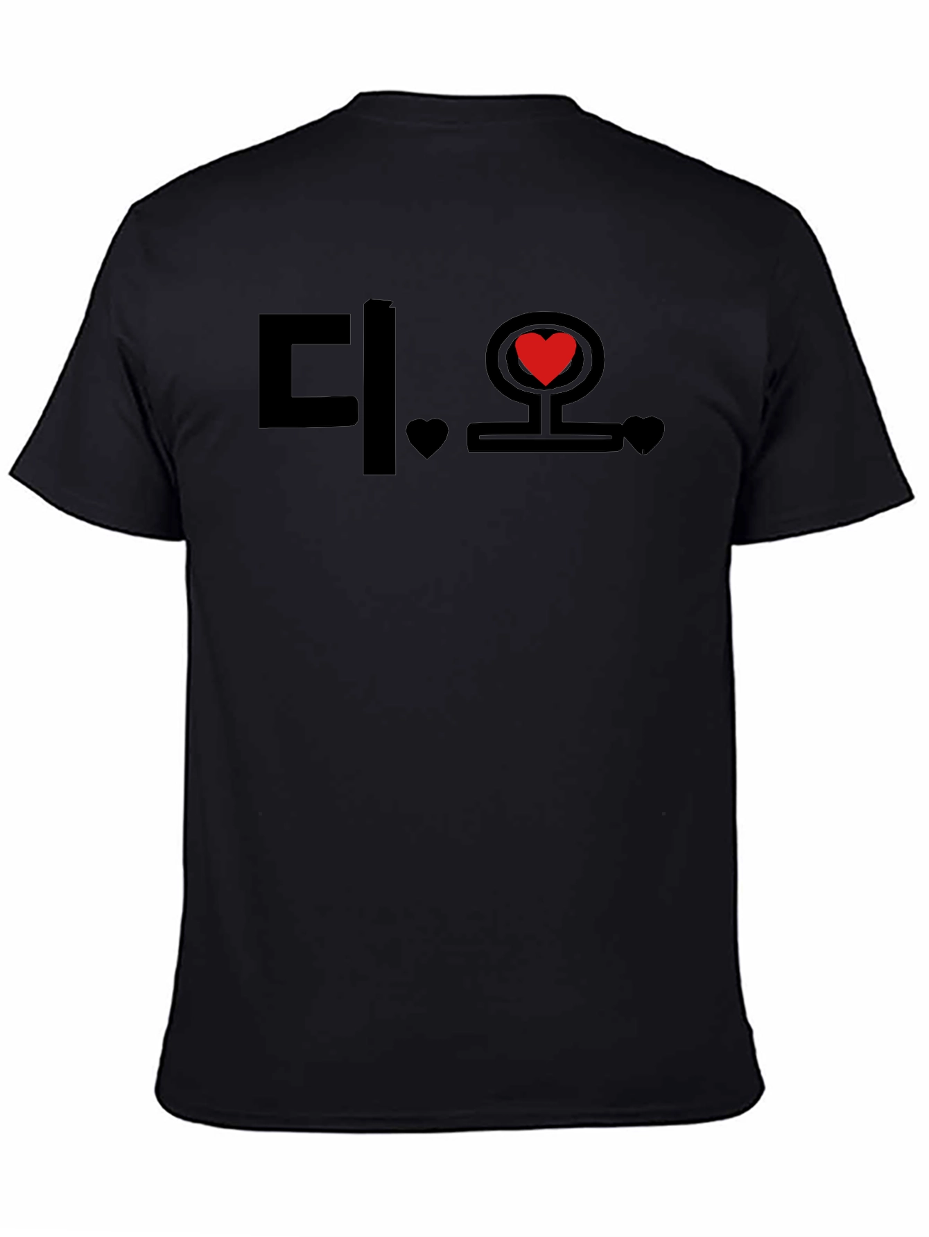 Korean Heart Graphic Black T-Shirt