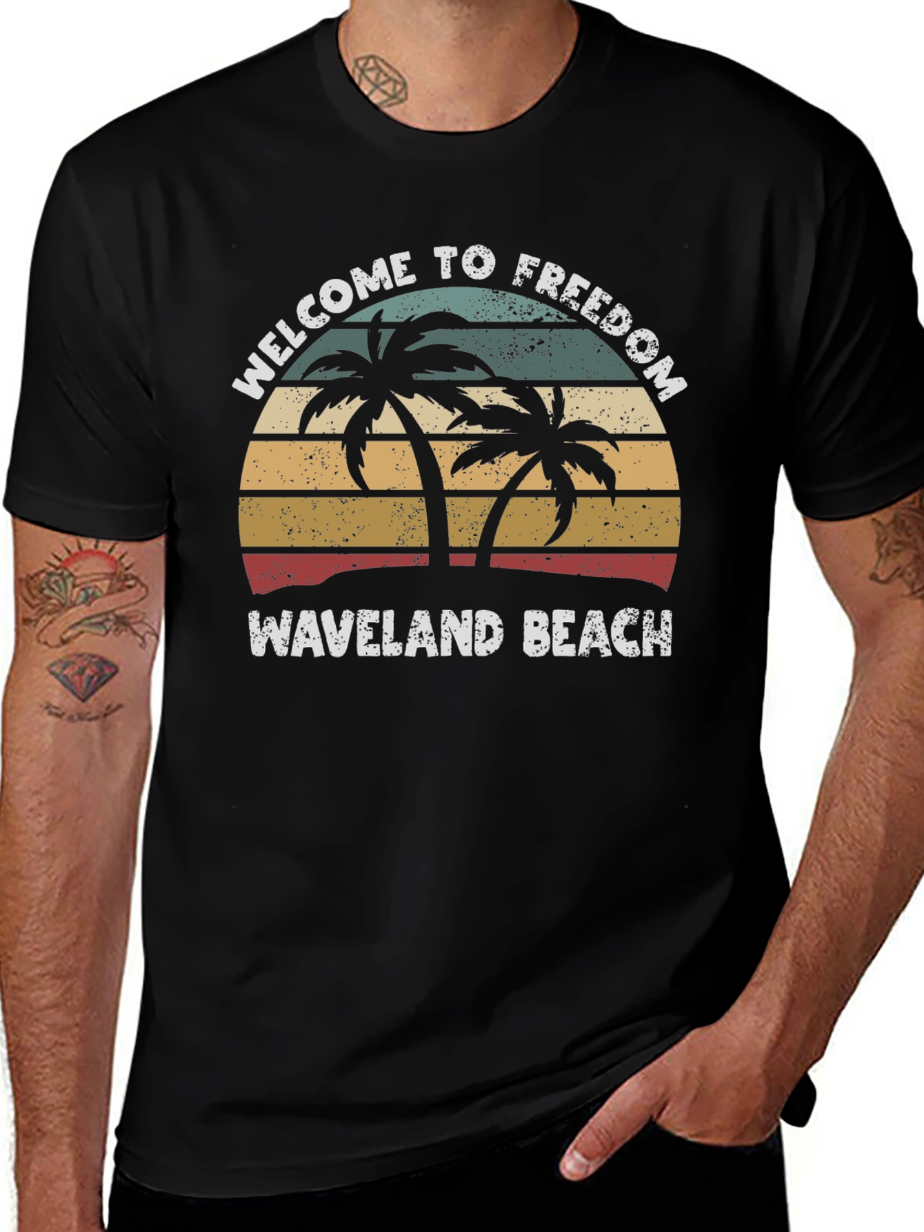 Waveland Beach Palm Tree T-Shirt