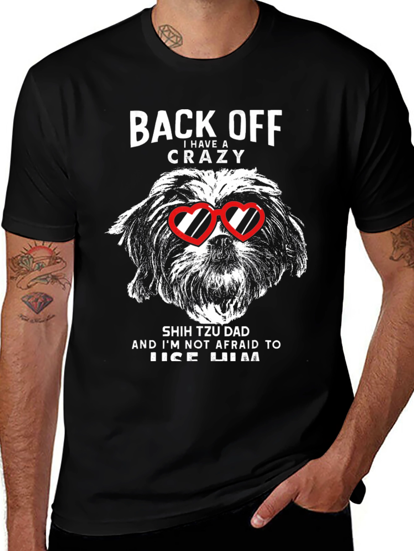 Crazy Shih Tzu Dad Graphic T-Shirt
