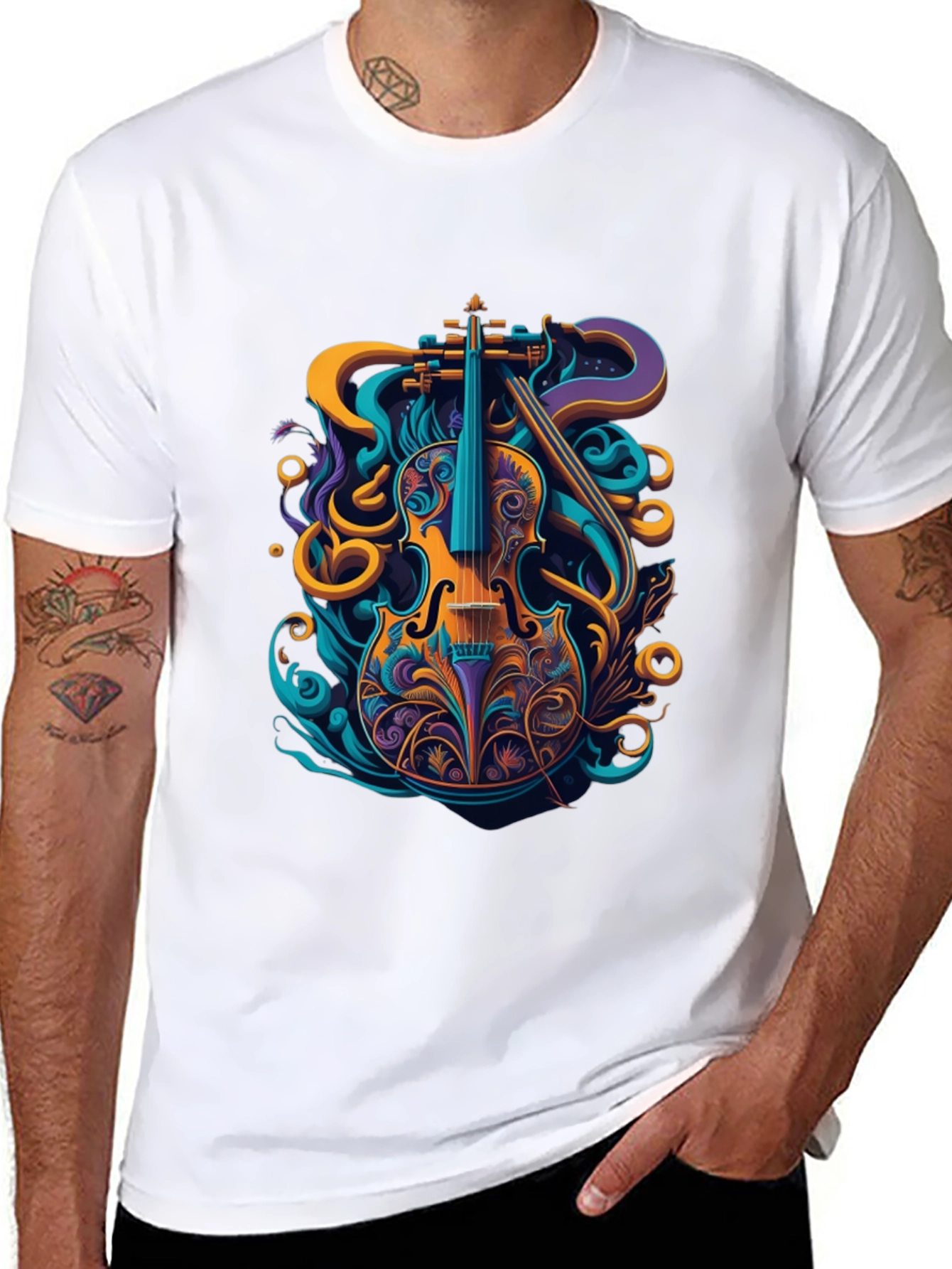 Vibrant Violin Graphic Tee - Stylish Musical Design