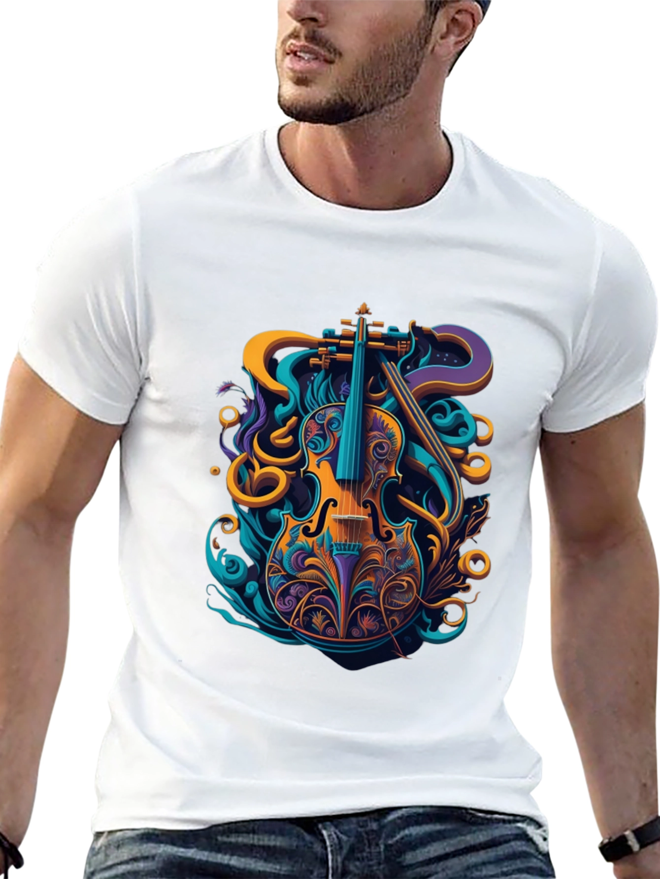 Vibrant Violin Graphic Tee - Stylish Musical Design