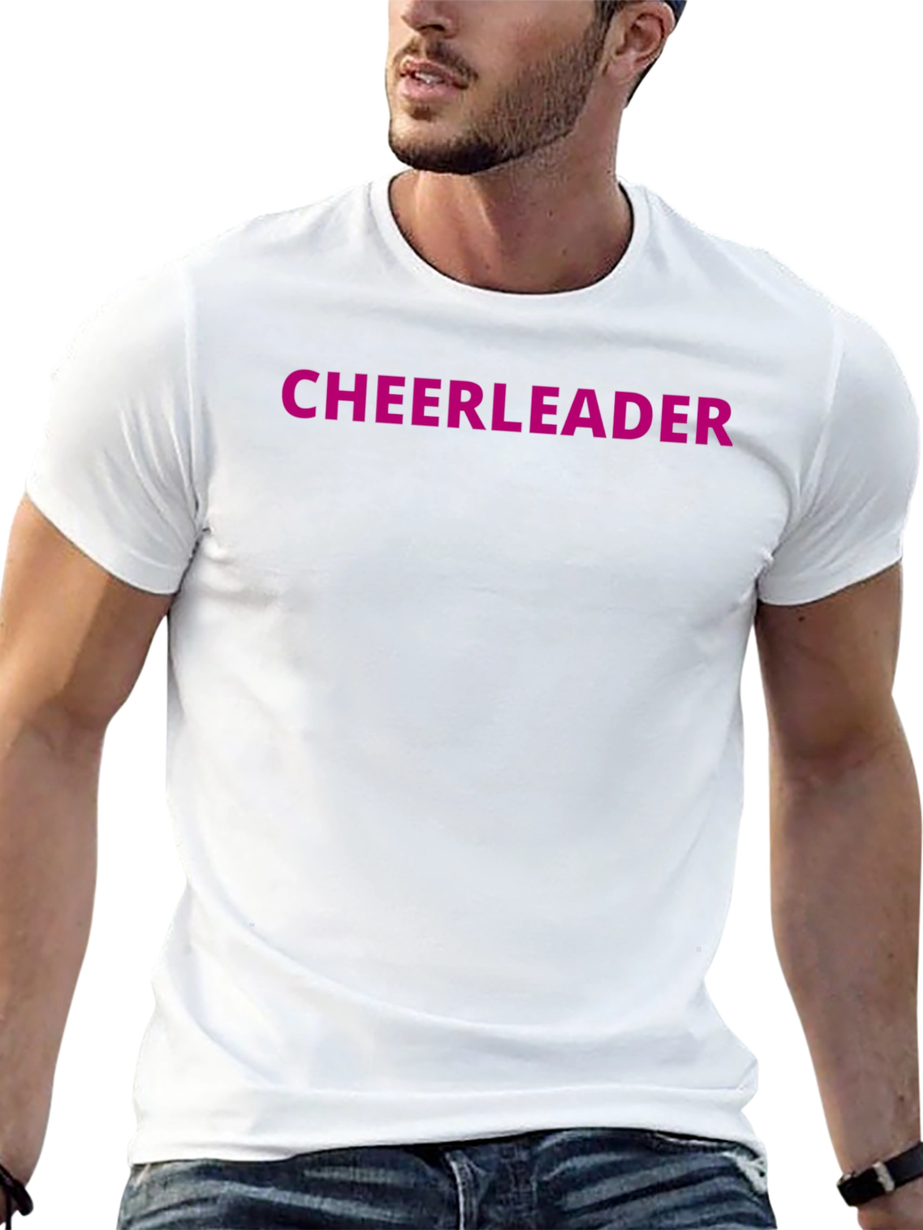 Cheerleader Graphic Black Crew Neck T-Shirt