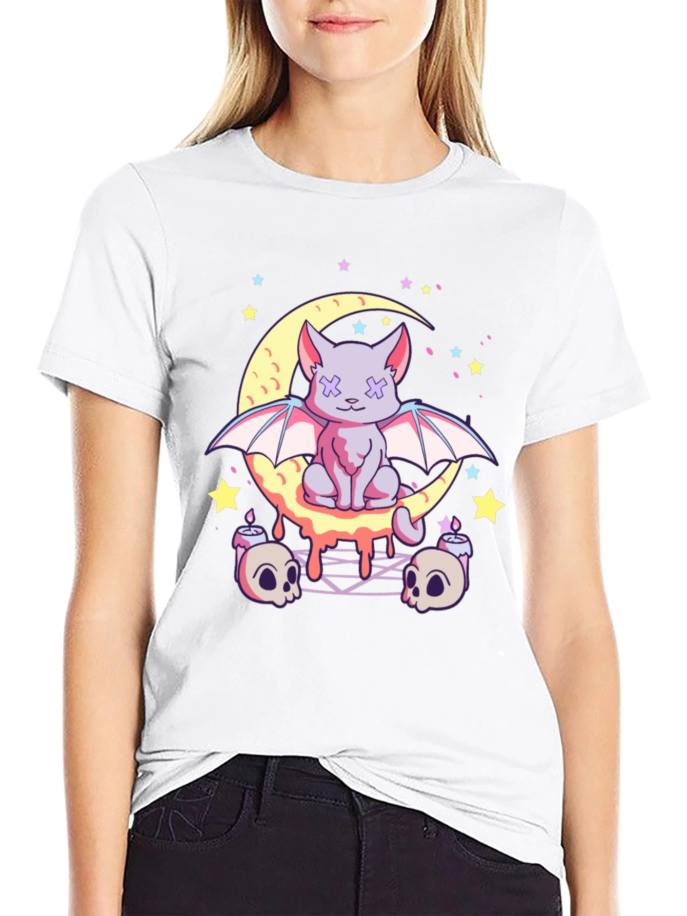 Gothic Bat Cat Moon T-Shirt