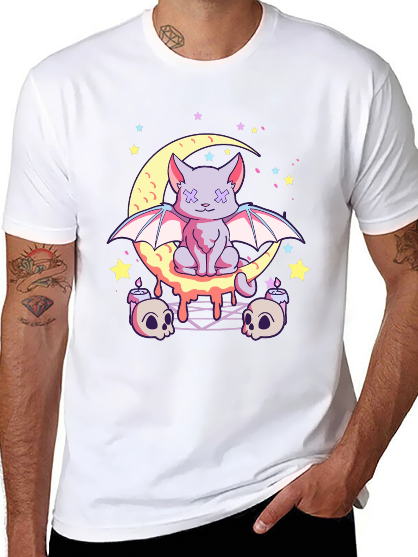 Gothic Bat Cat Moon T-Shirt