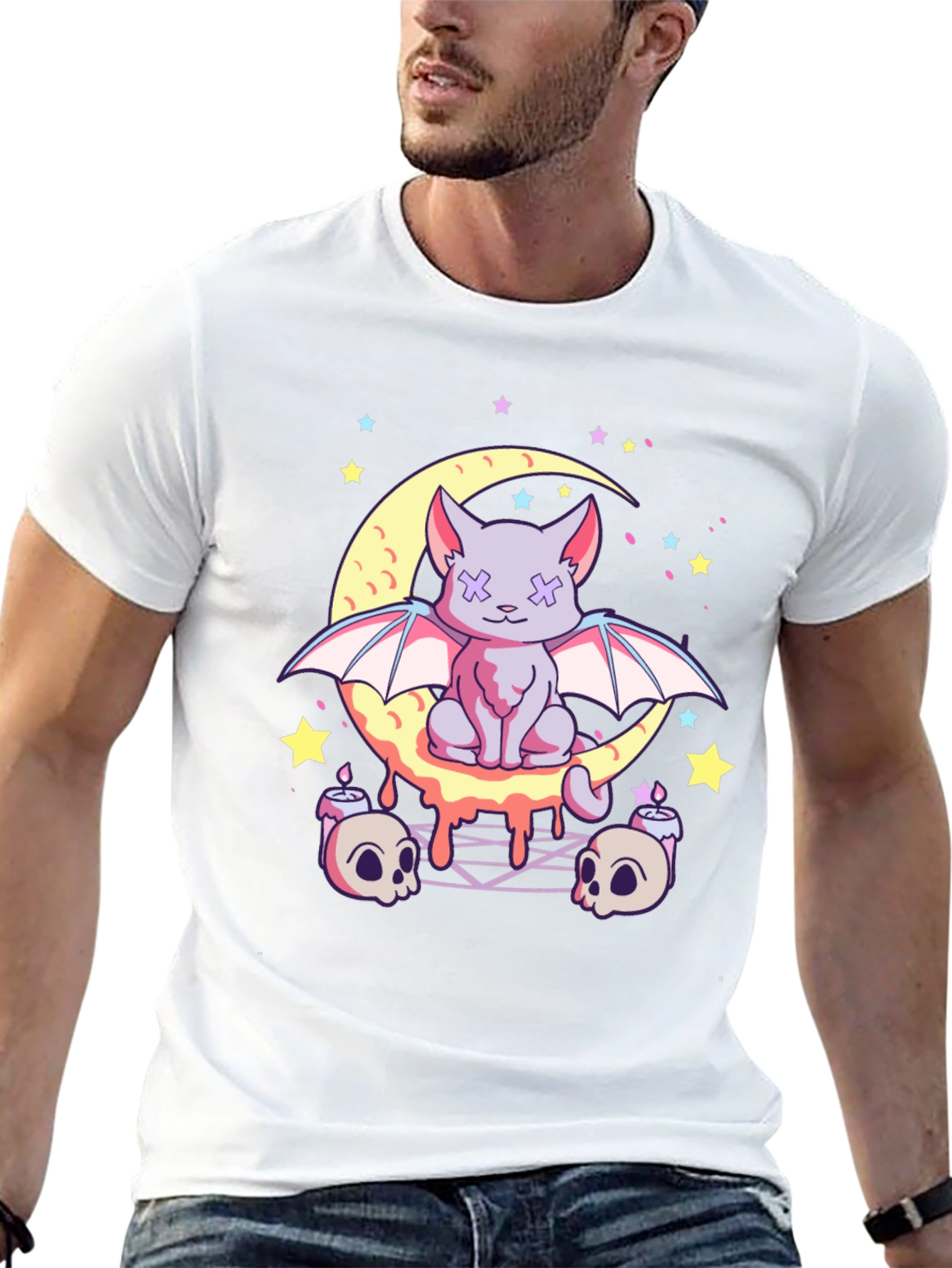 Gothic Bat Cat Moon T-Shirt