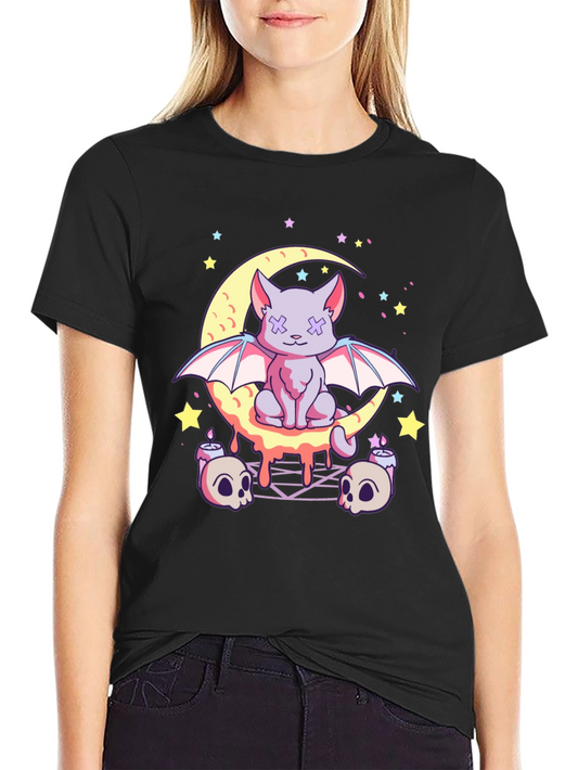 Gothic Bat Cat Moon T-Shirt