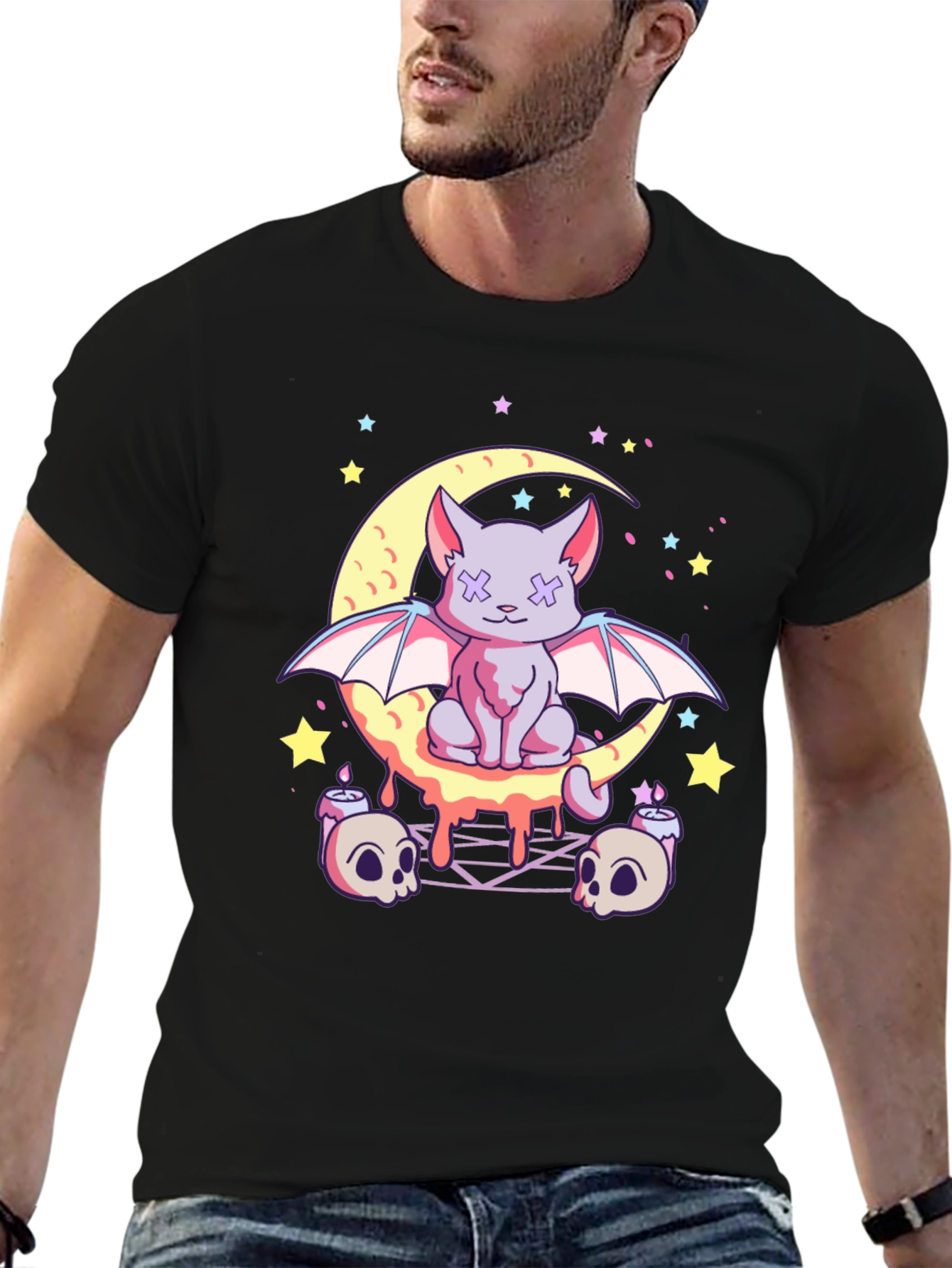 Gothic Bat Cat Moon T-Shirt