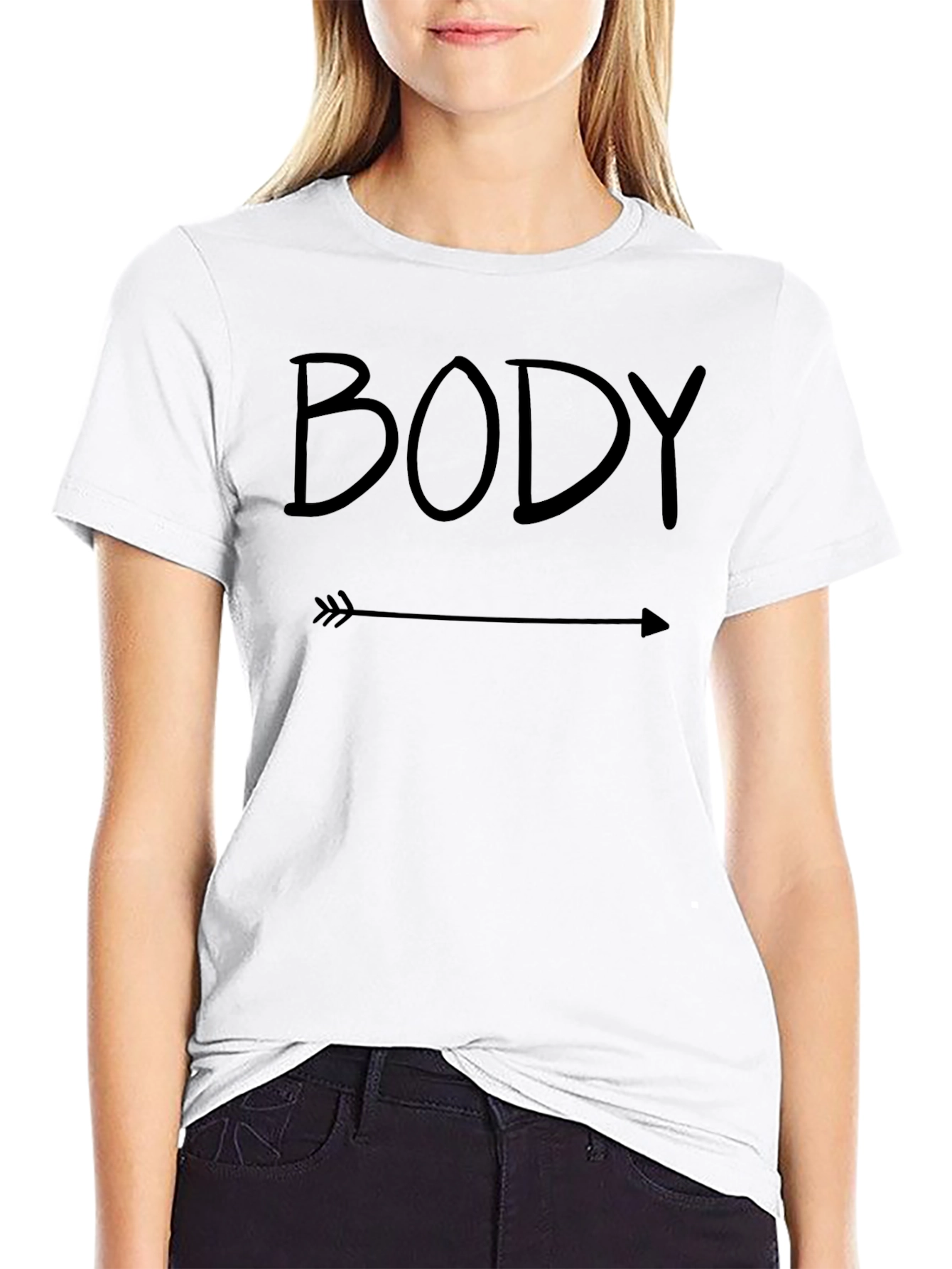 Body Arrow Graphic T-Shirt - Black Casual Tee