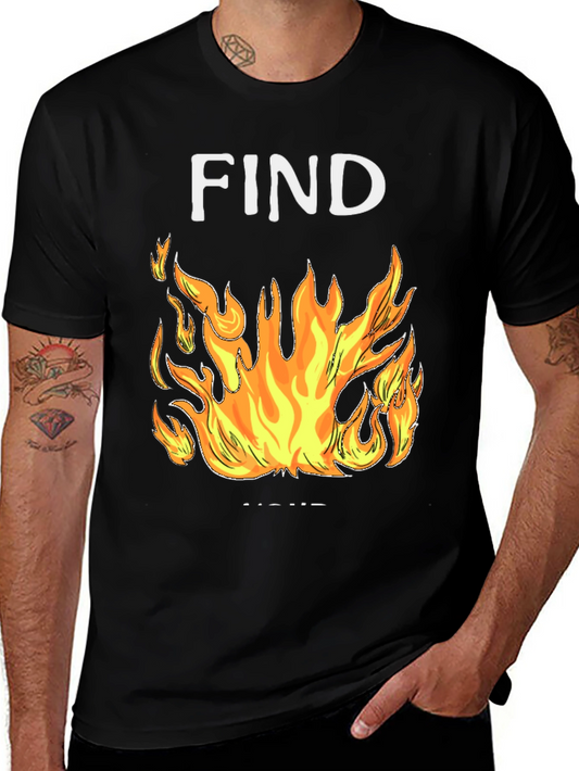 Find Your Fire Graphic Tee - Black Cotton Blend Shirt