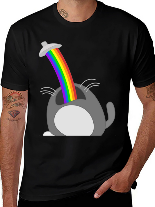 Rainbow Cat UFO Abduction Graphic Tee