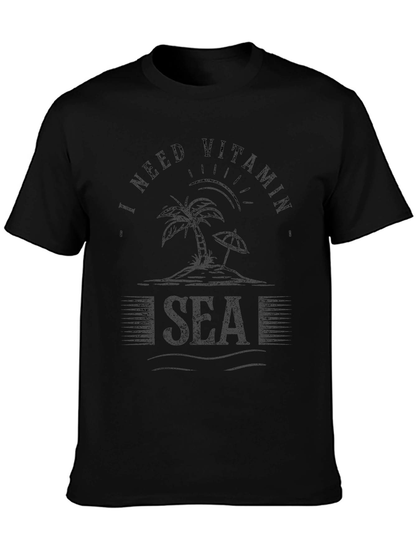 Vitamin Sea Black Graphic T-Shirt for Beach Lovers