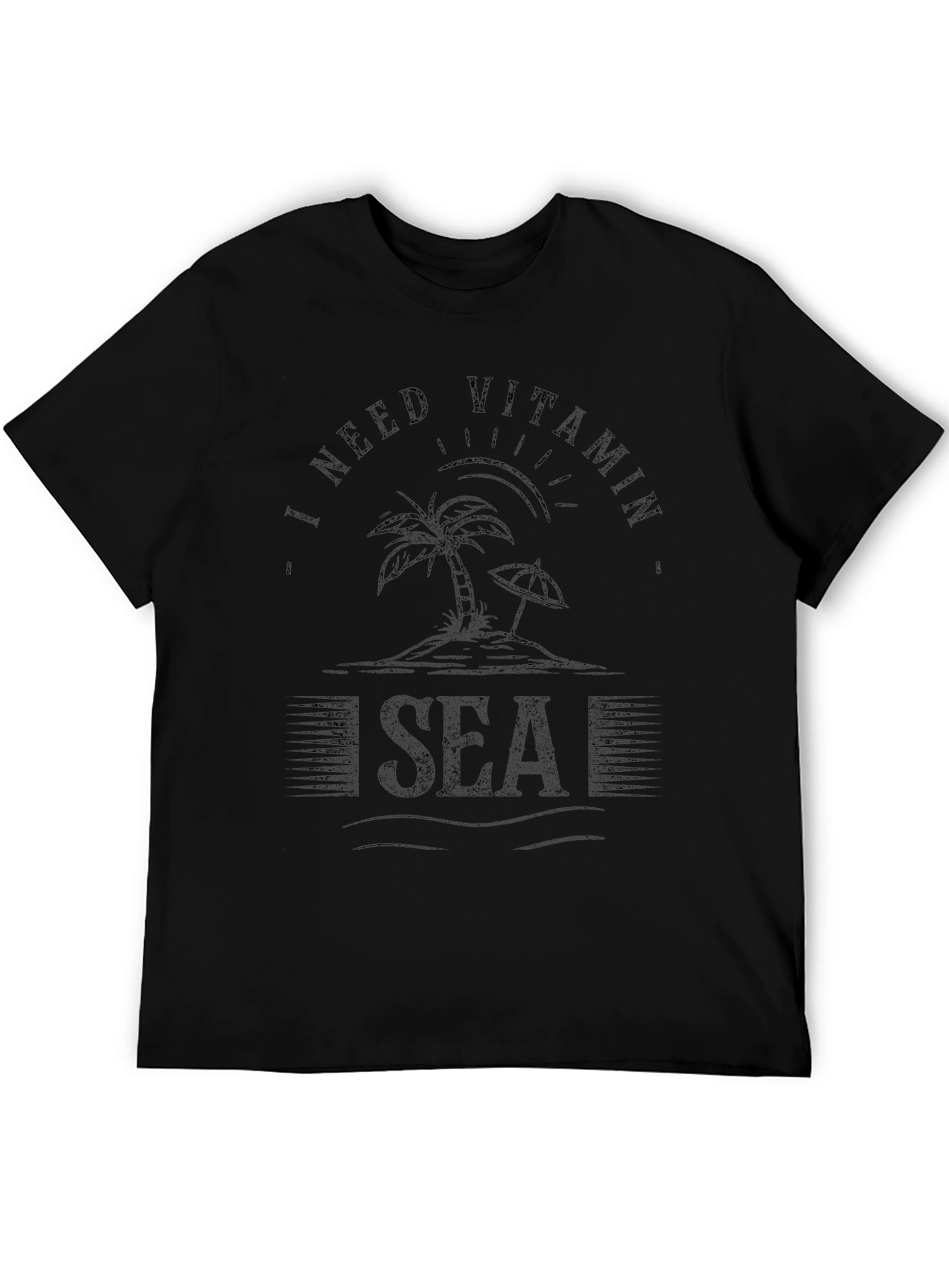 Vitamin Sea Black Graphic T-Shirt for Beach Lovers