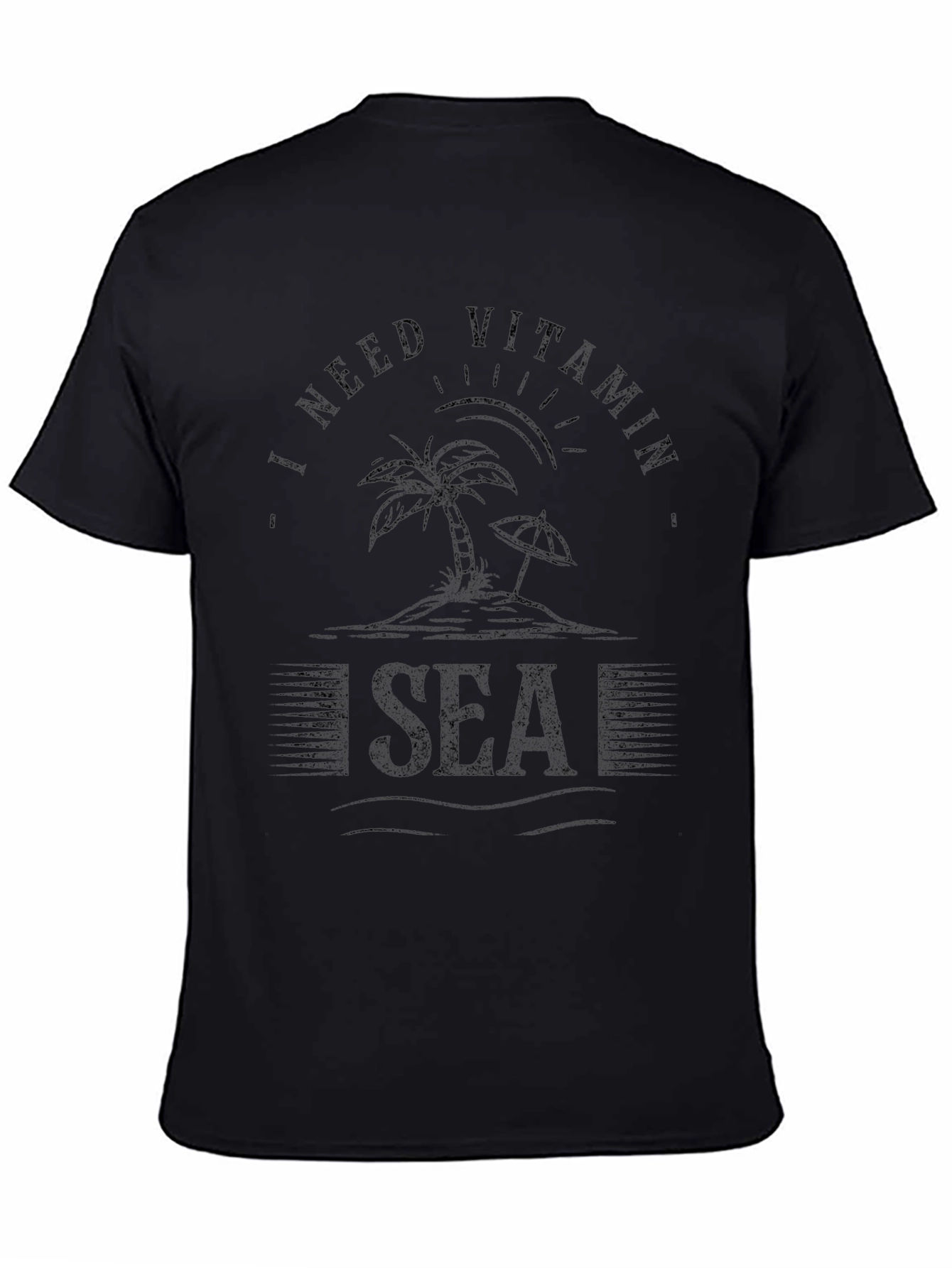 Vitamin Sea Black Graphic T-Shirt for Beach Lovers