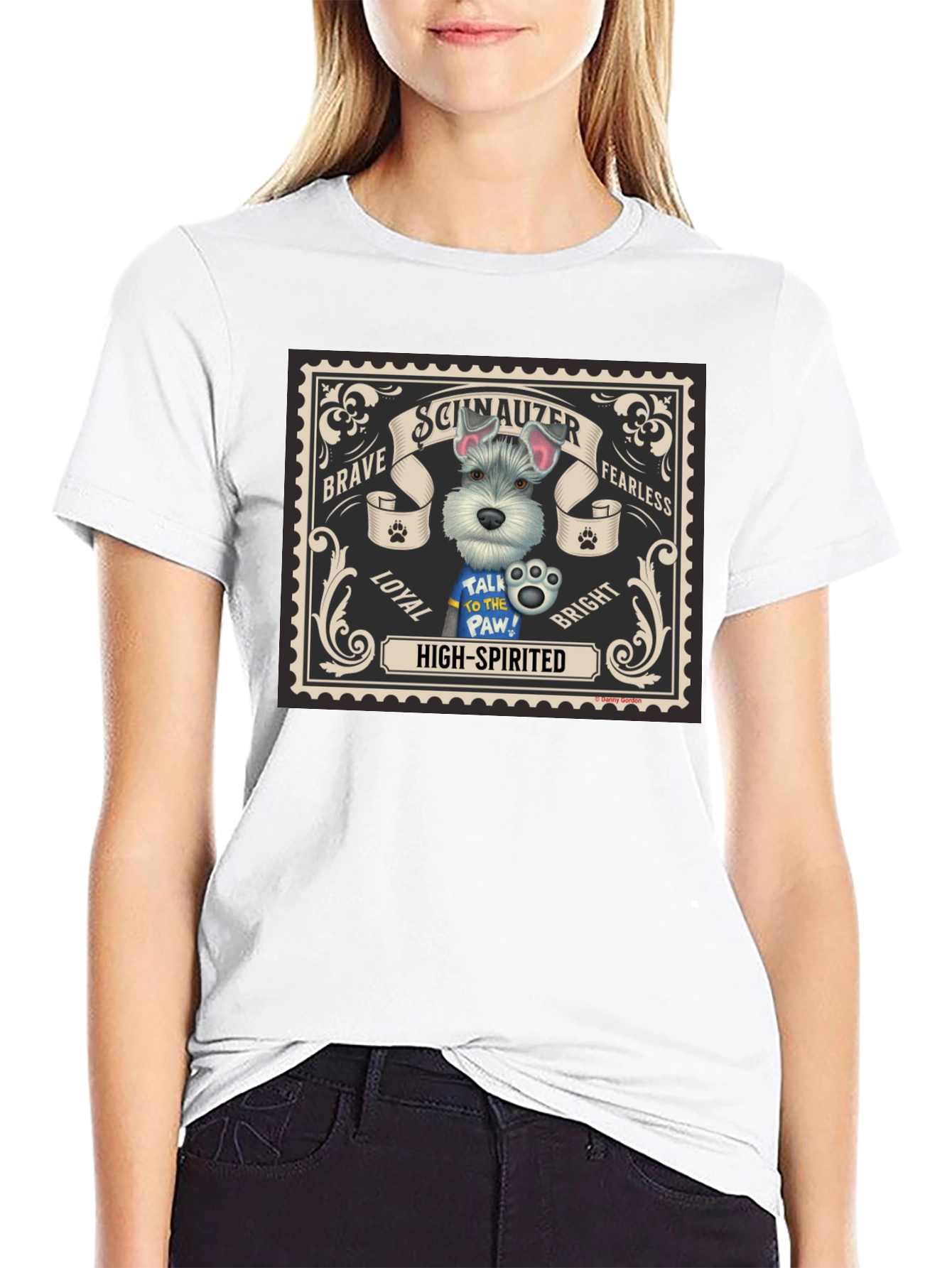 Schnauzer Dog Stamp T-Shirt - Brave Fearless Loyal