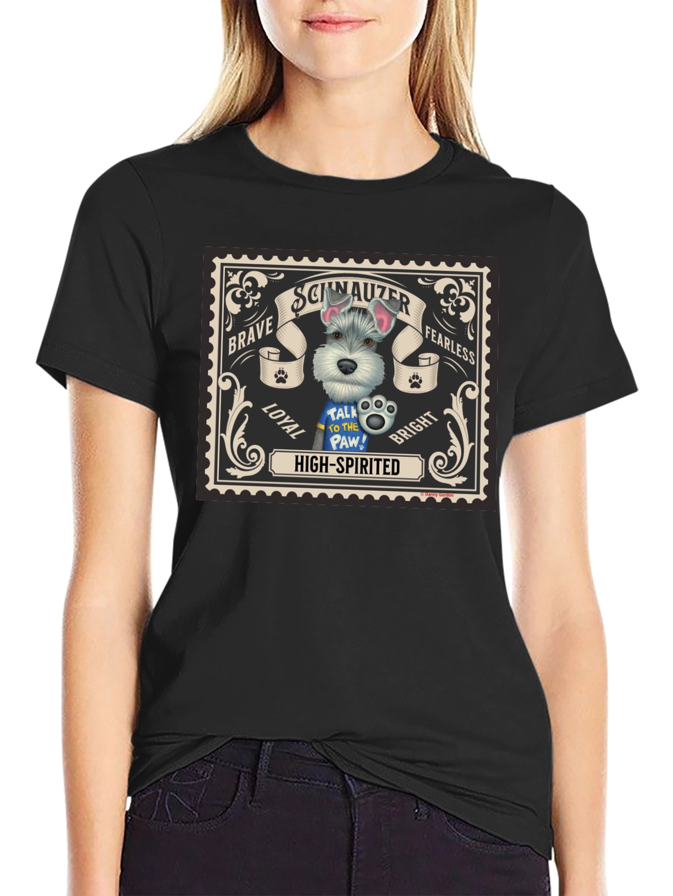 Schnauzer Dog Stamp T-Shirt - Brave Fearless Loyal