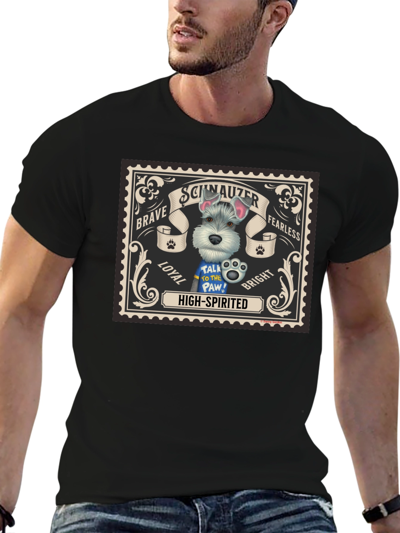 Schnauzer Dog Stamp T-Shirt - Brave Fearless Loyal