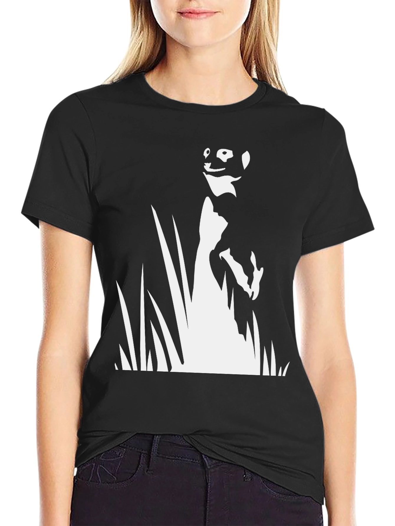 Meerkat Silhouette Graphic Tee - Black Cotton T-Shirt