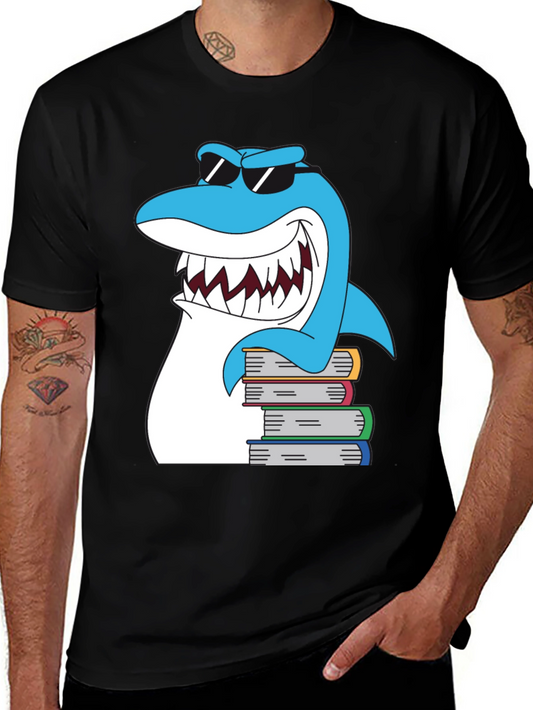 Cool Shark Reads Books Graphic T-Shirt