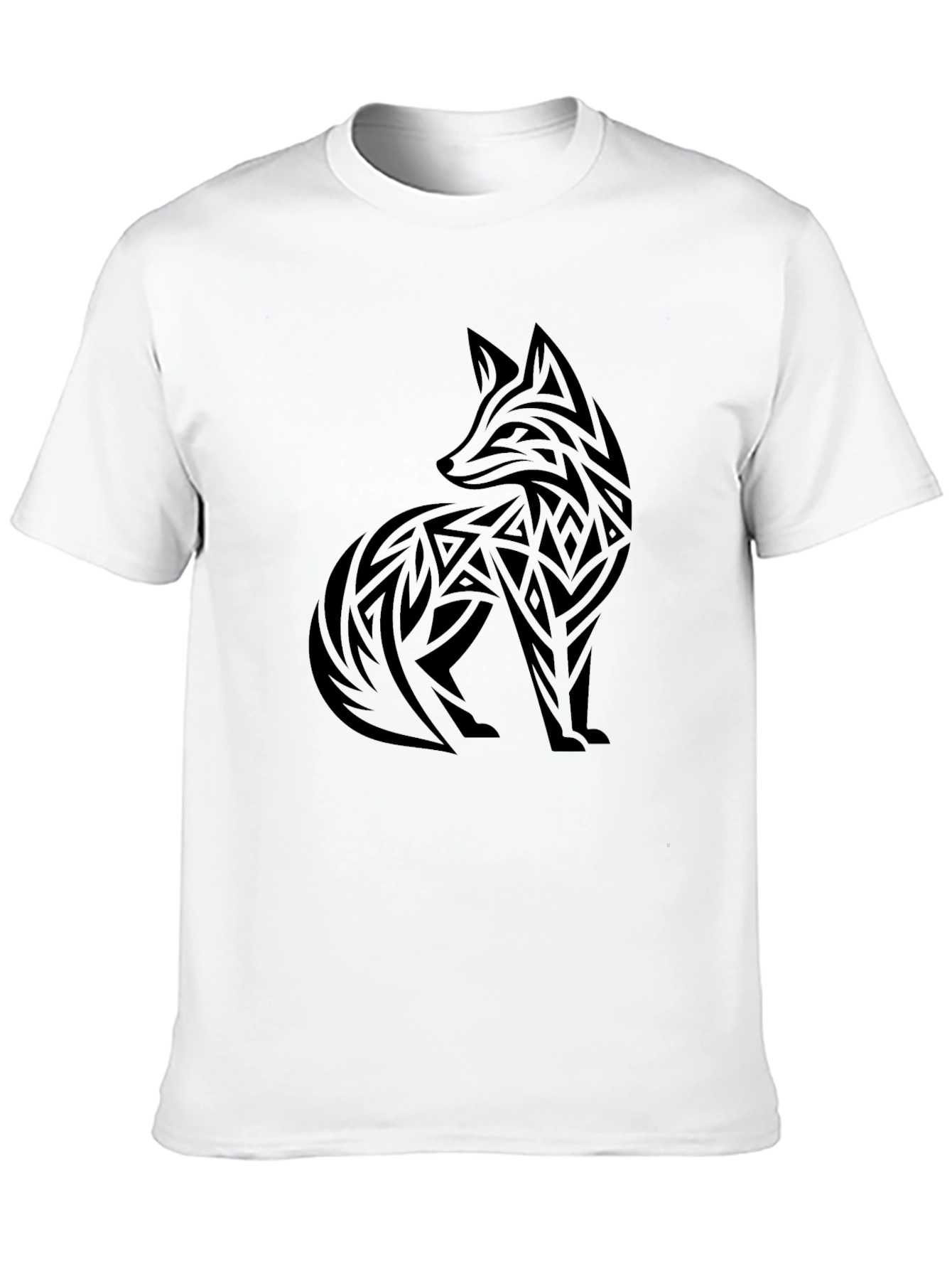 Tribal Fox Graphic Tee - Black Cotton Blend
