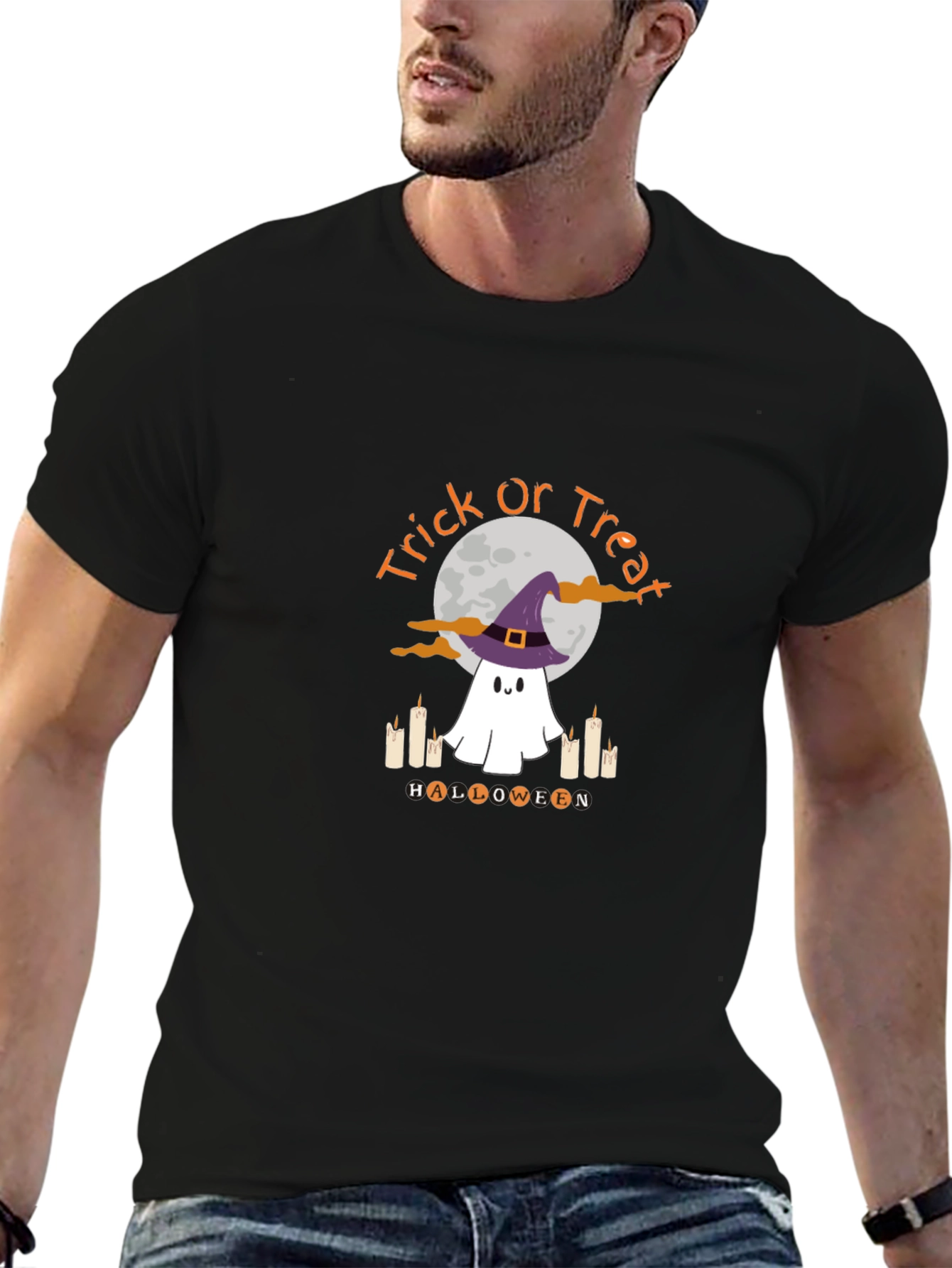 Halloween Ghost T-Shirt - Trick or Treat Design