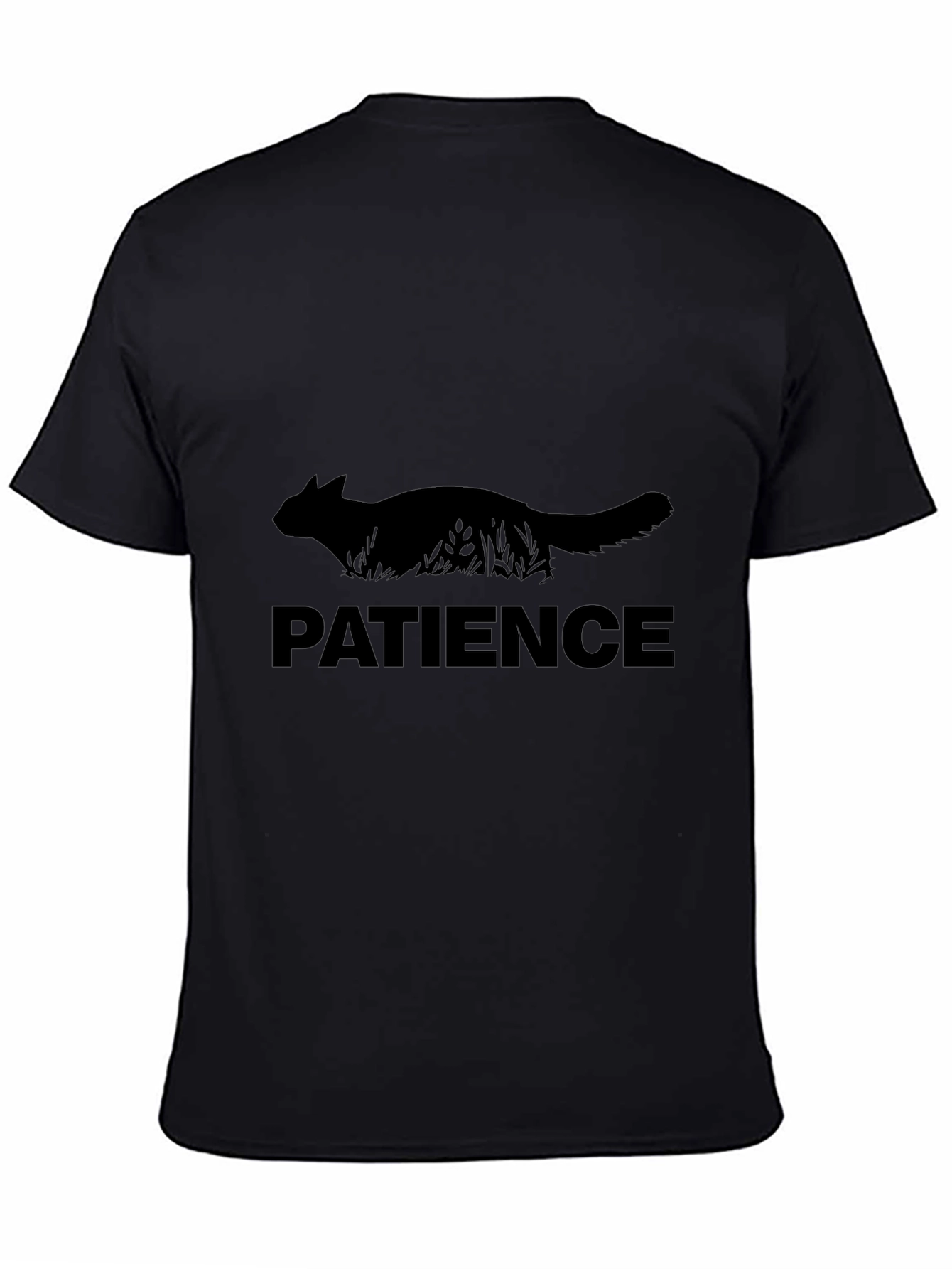 Patience Cat Graphic T-Shirt - Black