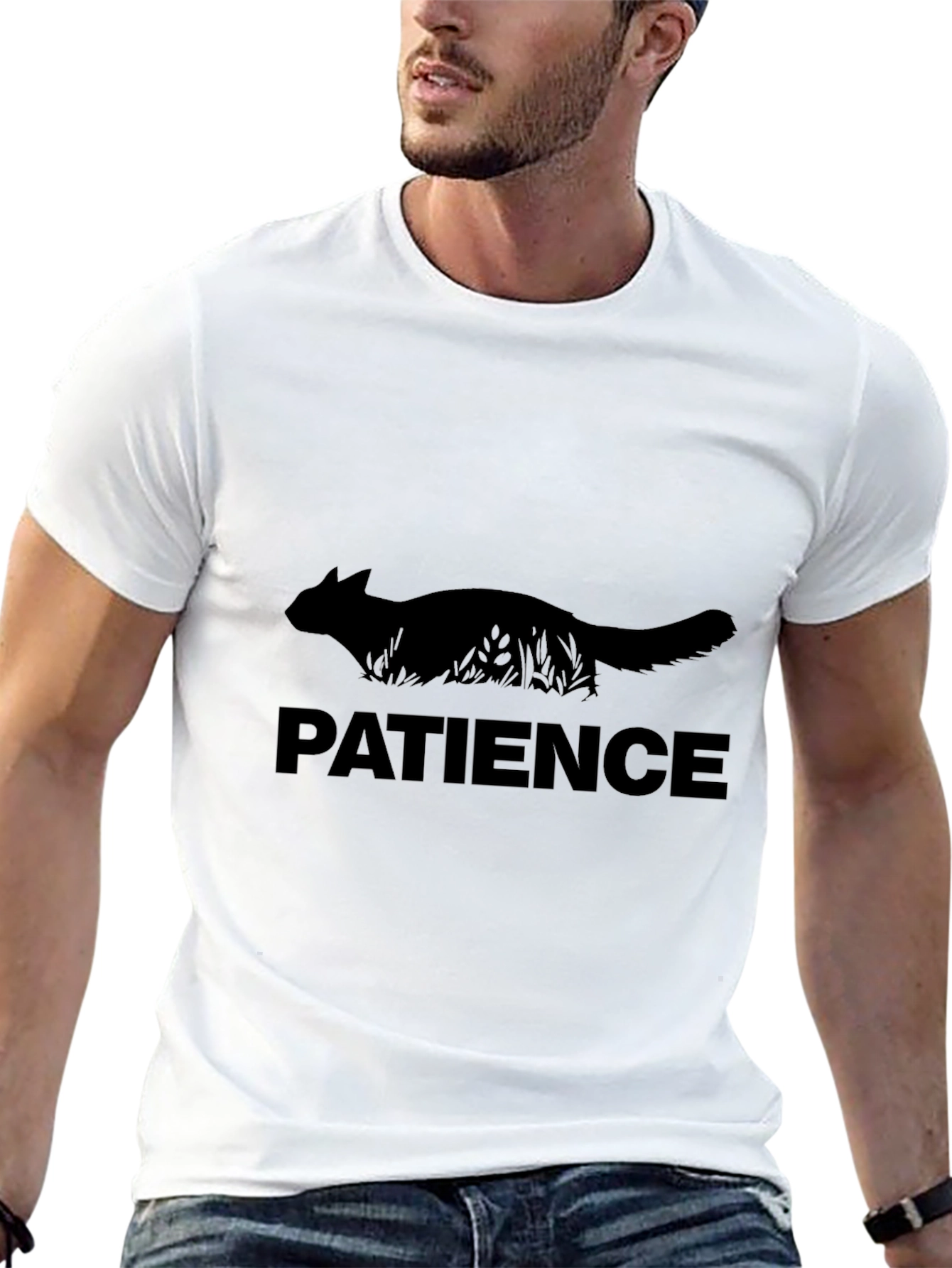 Patience Cat Graphic T-Shirt - Black