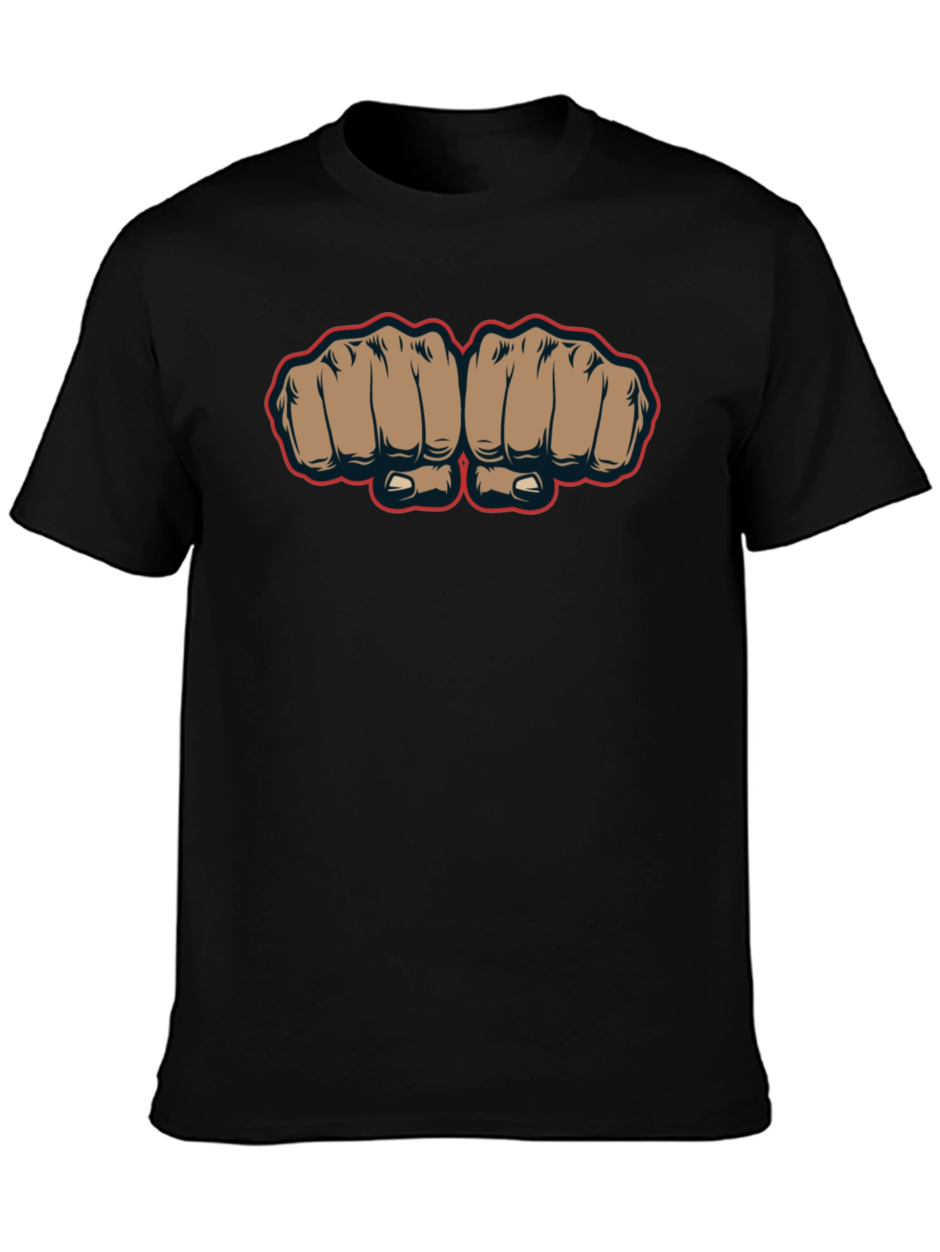 Fist Bump Graphic Tee - Black Crew Neck T-Shirt