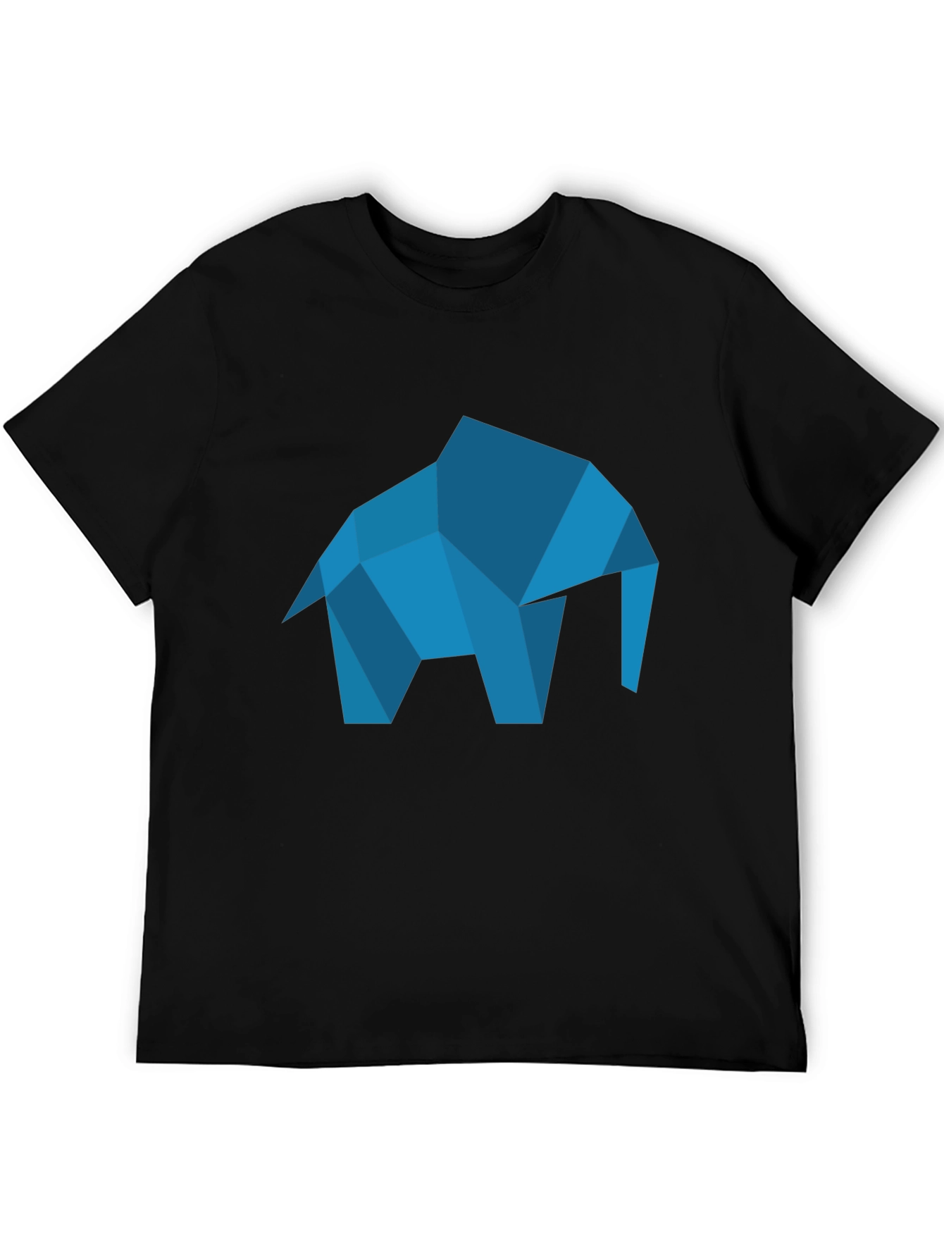 Geometric Elephant Graphic Tee - Modern Black T-Shirt