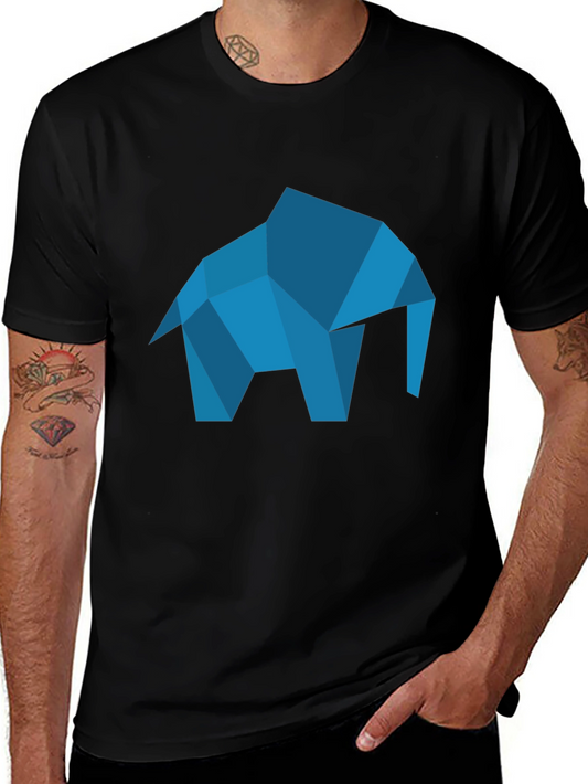 Geometric Elephant Graphic Tee - Modern Black T-Shirt