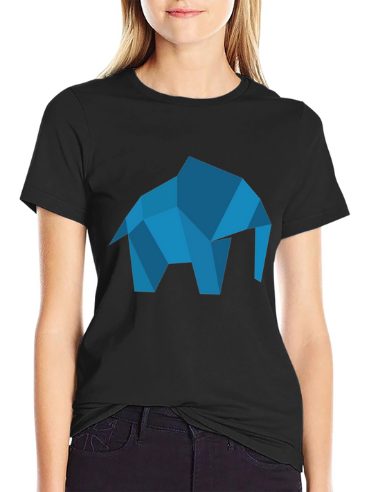 Geometric Elephant Graphic Tee - Modern Black T-Shirt