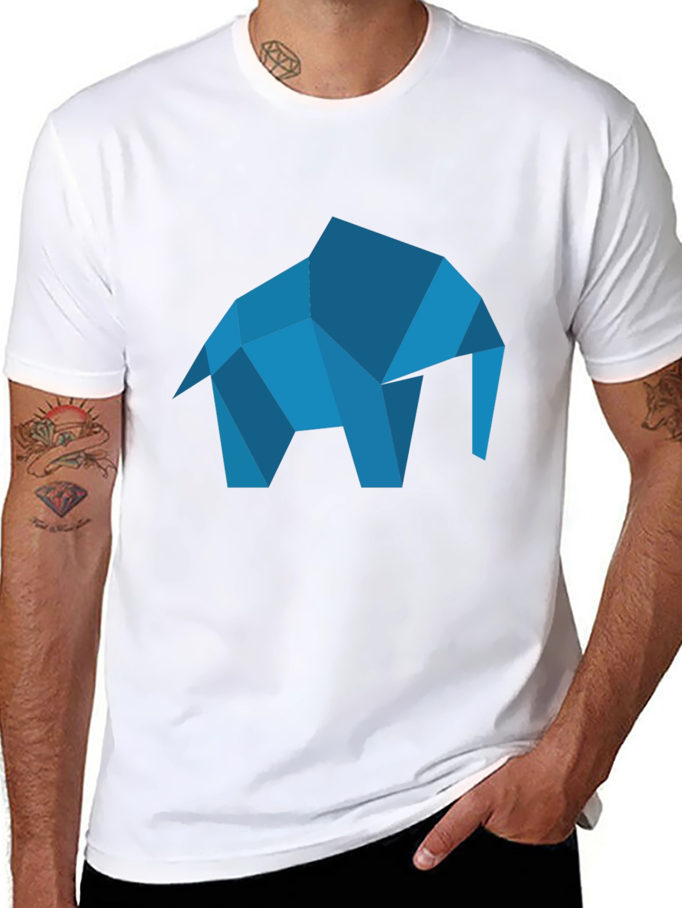 Geometric Elephant Graphic Tee - Modern Black T-Shirt