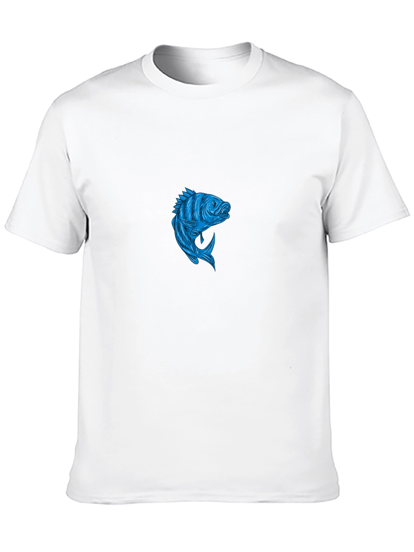 Mens Black T-Shirt with Blue Fish Graphic
