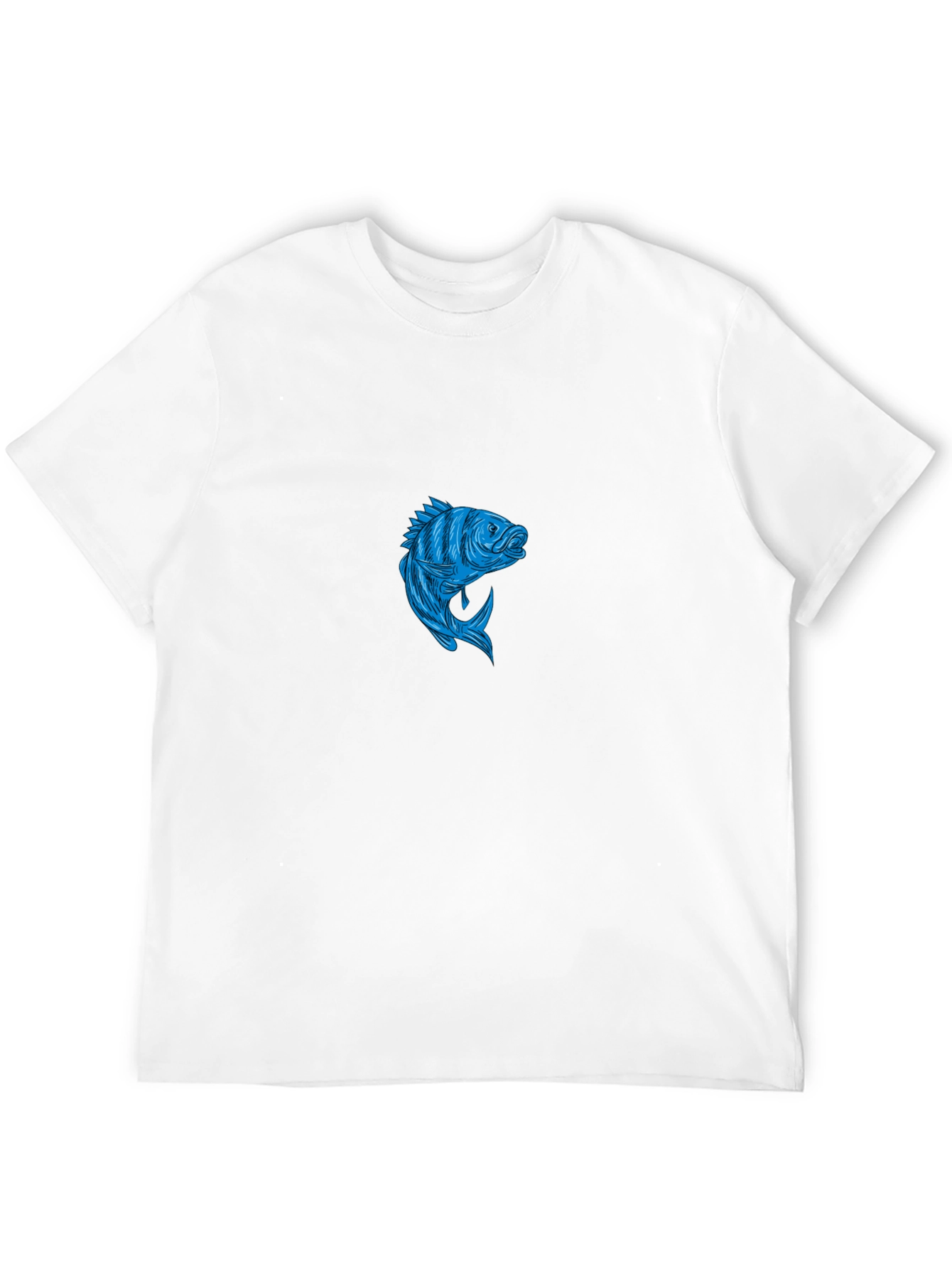 Mens Black T-Shirt with Blue Fish Graphic
