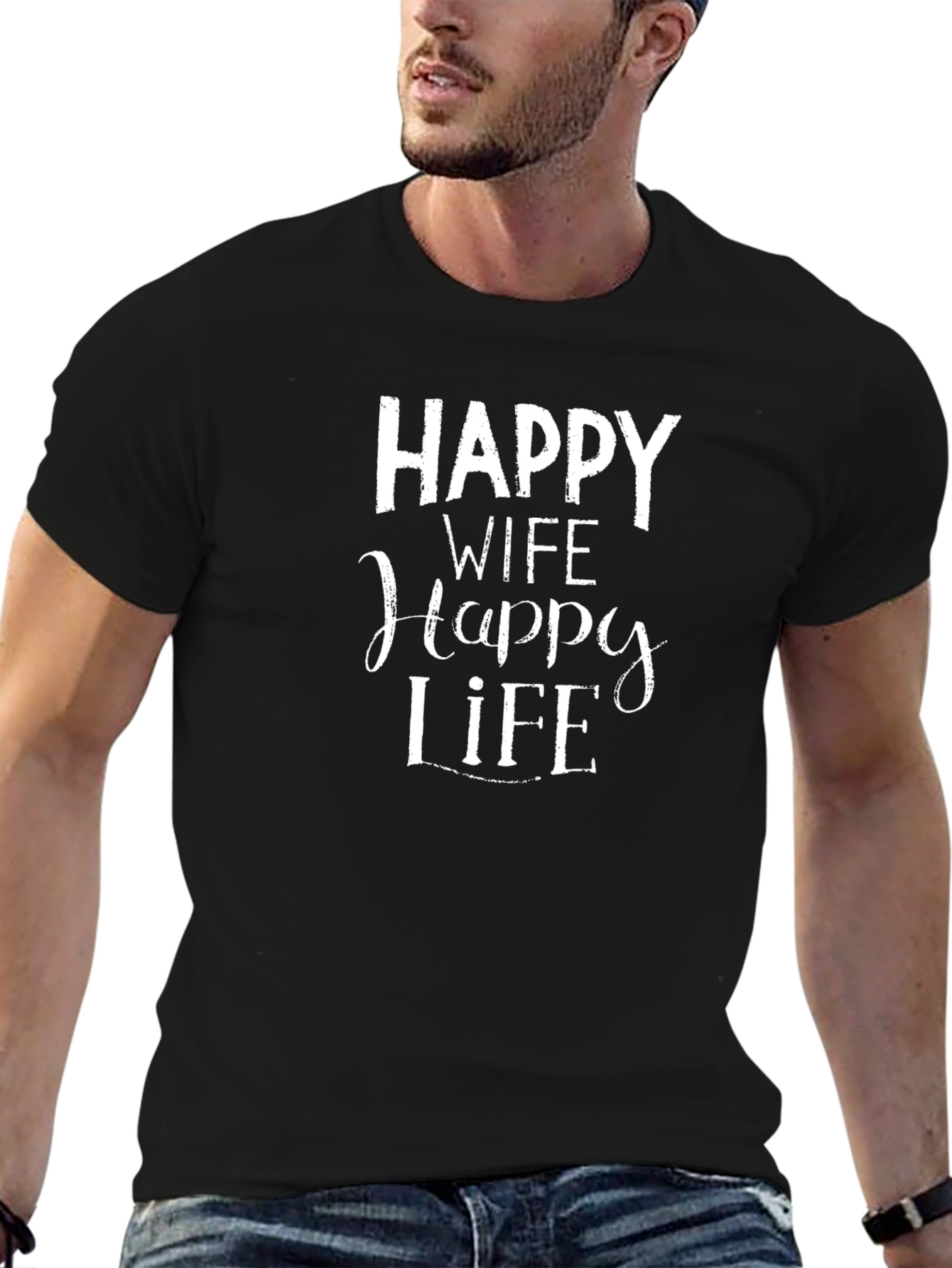 Happy Wife Happy Life T-Shirt - Black Tee