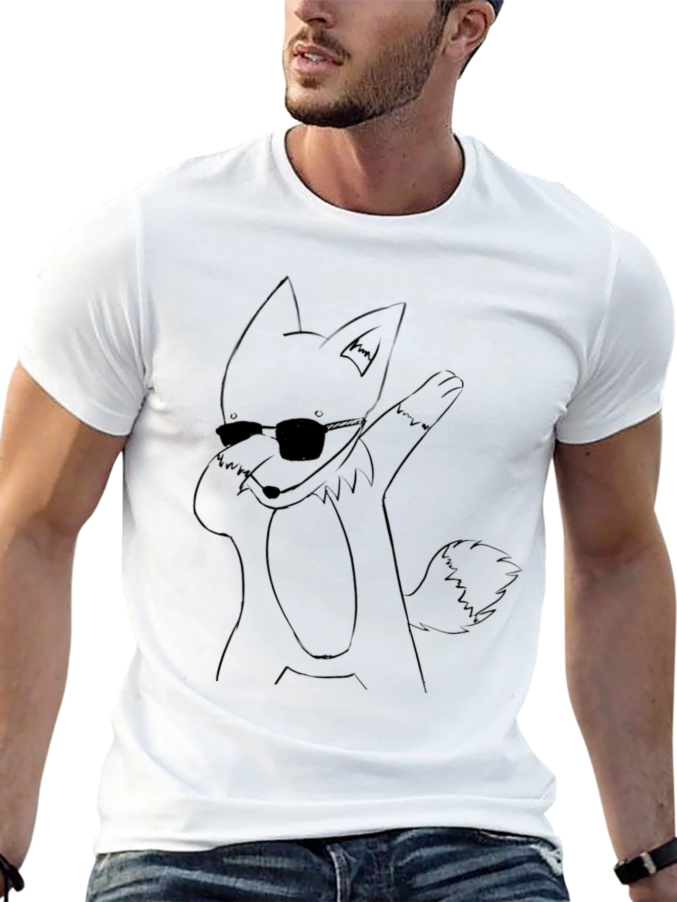Cool Fox Dab T-Shirt - Black Cotton Tee