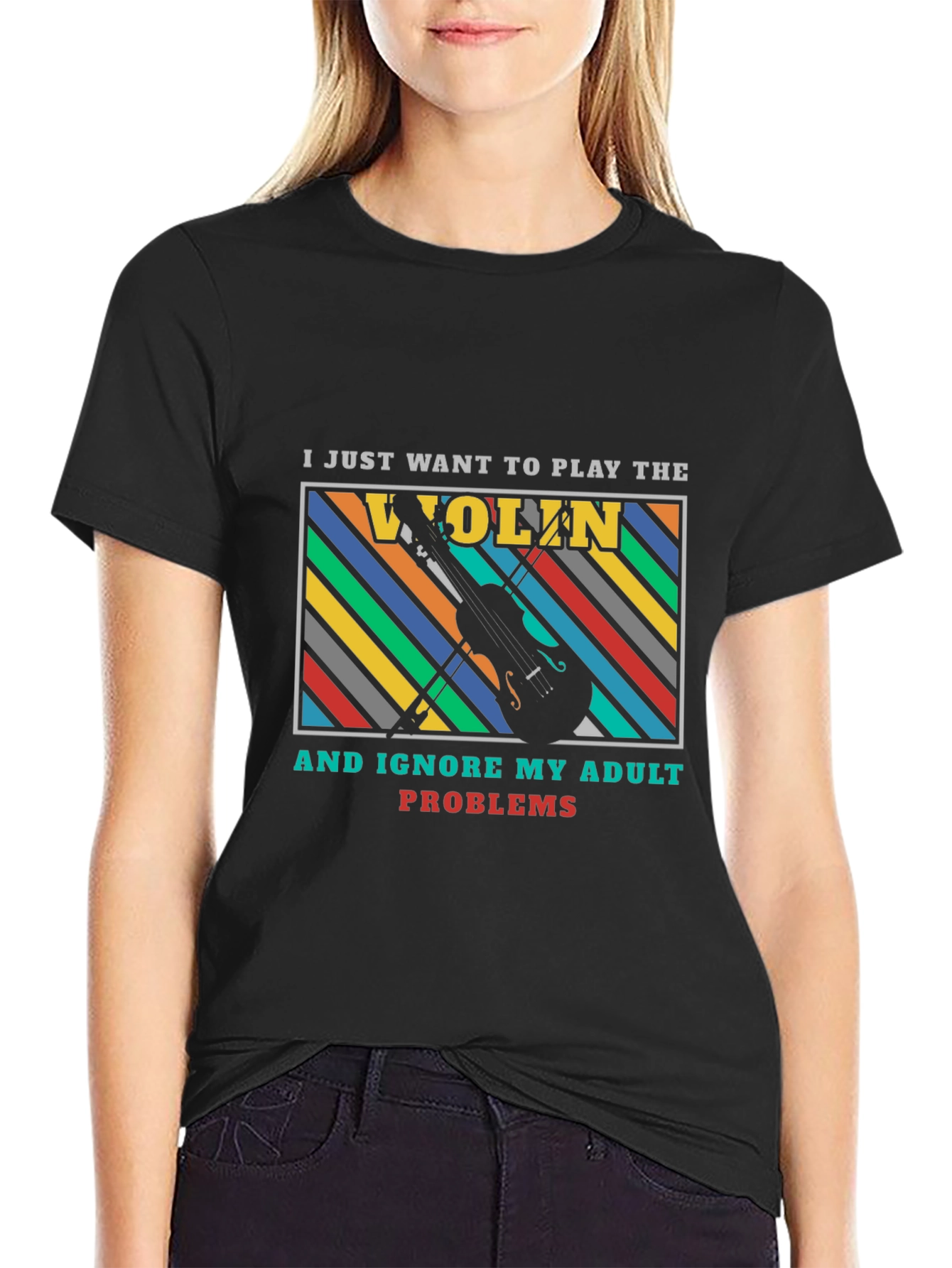 Play the Violin Adult Problems Graphic Tee