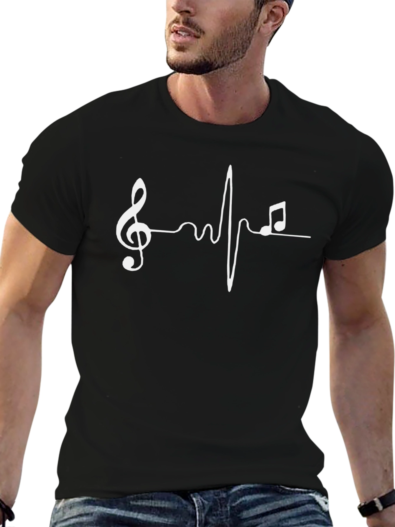 Musical Heartbeat T-Shirt - Black