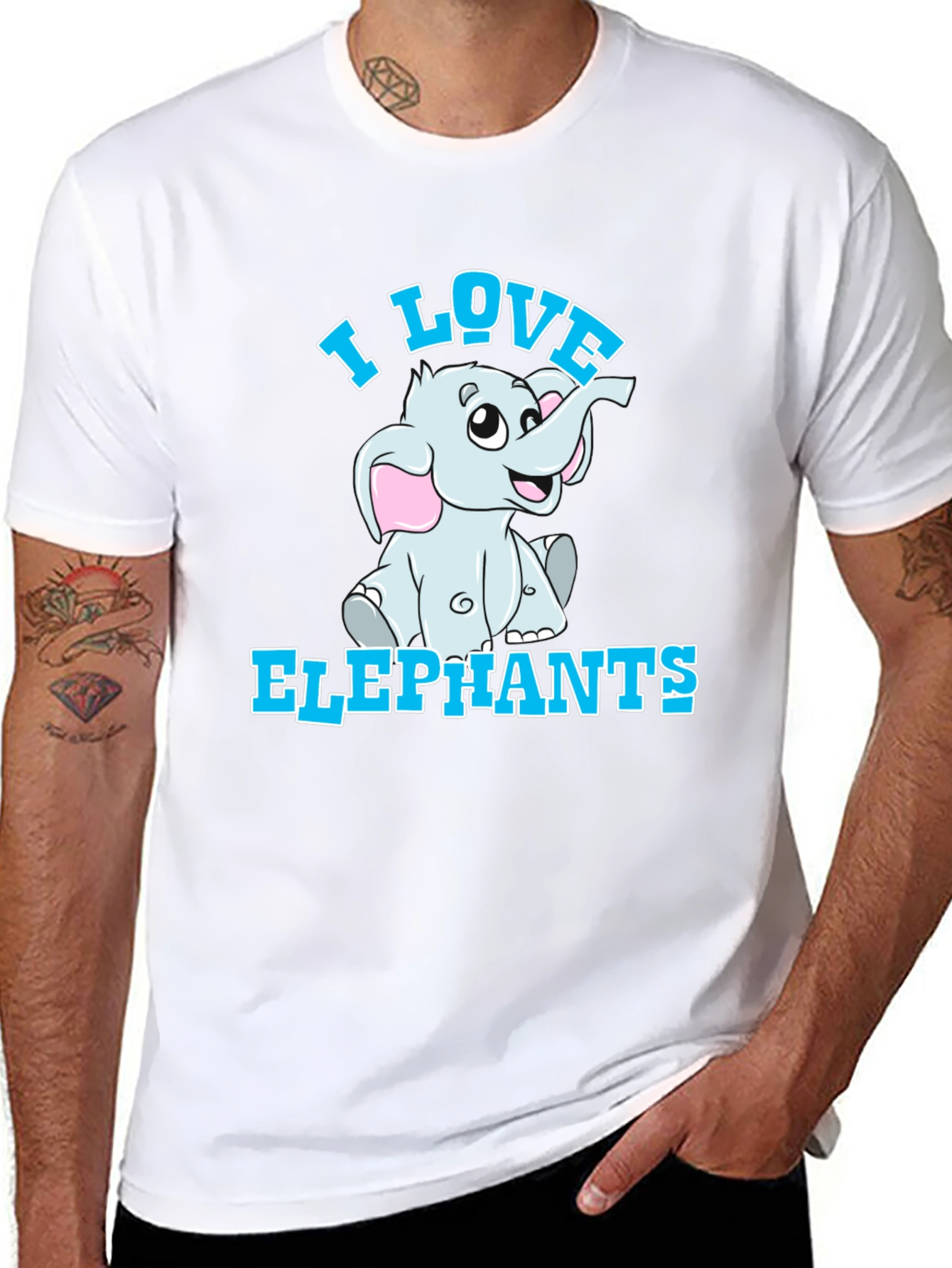 I Love Elephants T-Shirt - Cute Cartoon Graphic Tee