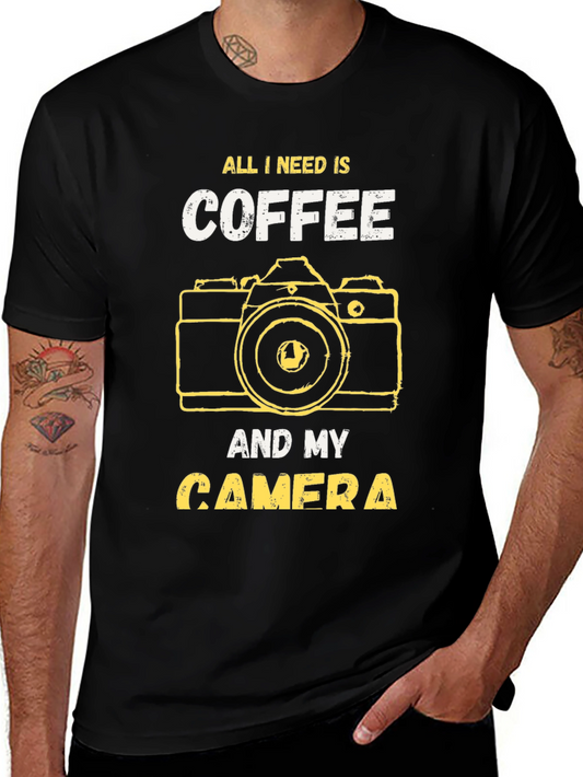 Coffee and Camera Graphic T-Shirt - Photography Lover Tee