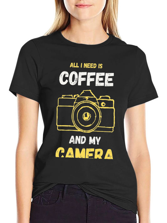 Coffee and Camera Graphic T-Shirt - Photography Lover Tee